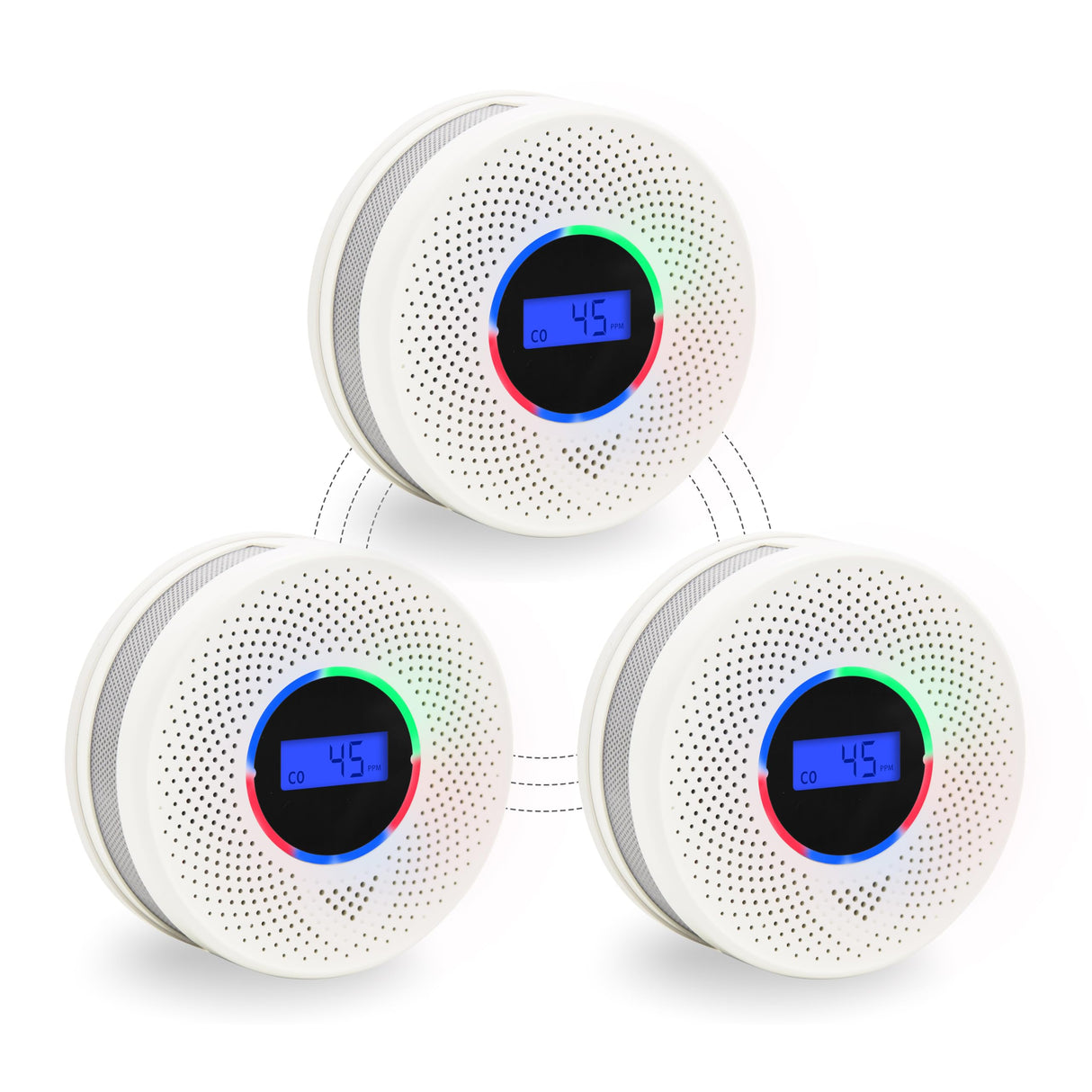 Kesymo 3Pack Upgraded Interlinked Smoke Carbon Monoxide Detector, Battery Powered&Wireless Interconnected Smoke and CO Alarm, Transmission Range of Over 820 ft (Includes Battery)