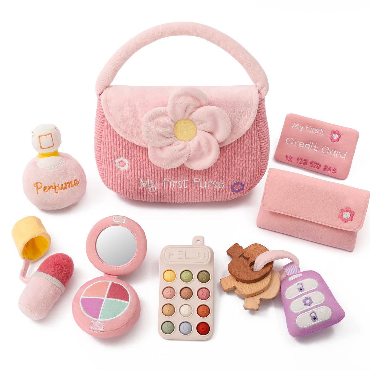 let's make My First Baby Purse, 10 Pcs Sensory Toy for Baby & Toddler Girls