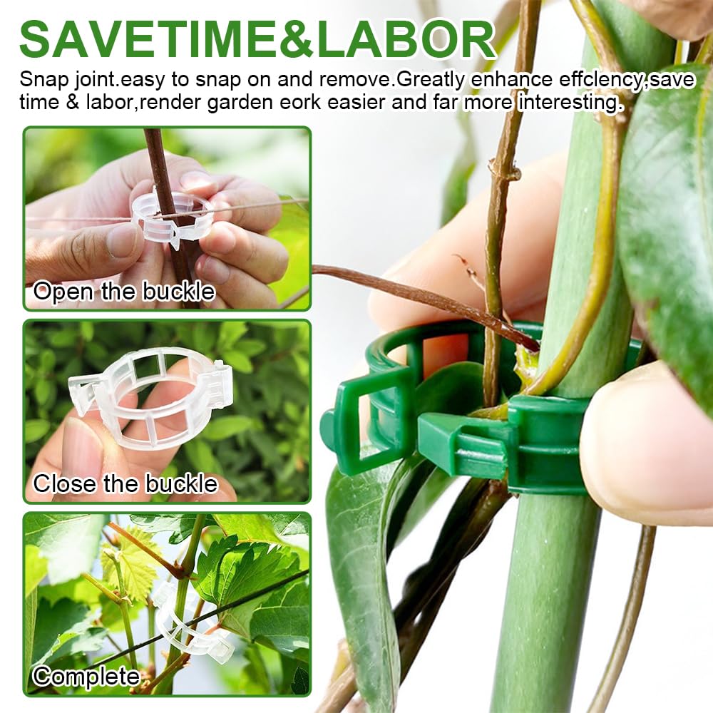 100 Plant Support Clips Reusable Garden Clips, Secured Plastic Plant Clips, Tomato Support Clips for Climbing Plants,Grape and Vine Vegetables Outdoor Indoor Plant Fixing Clips