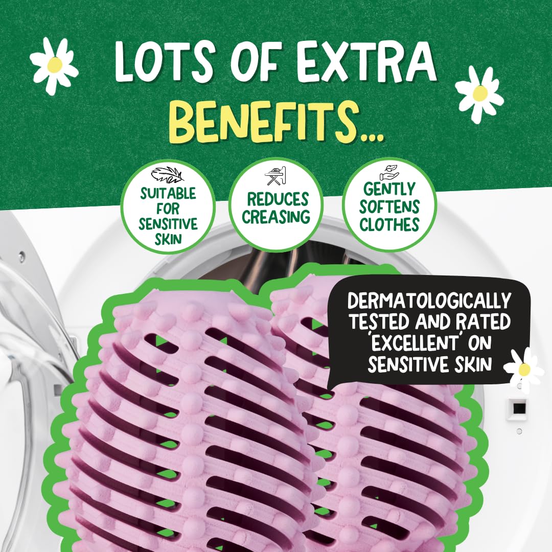 Ecoegg Dryer Balls – 2-Pack | Reduces Drying Time by Up to 28% | Replaces Wool Dryer Balls & Dryer Sheets | Softens & Freshens Laundry | Hypoallergenic | Spring Blossom Scent Boosters