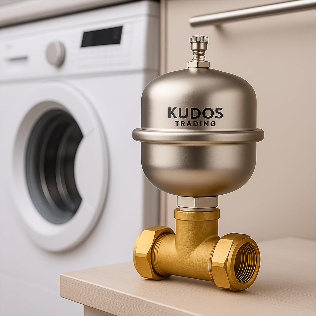 Kudos-Trading 15mm Shock Arrestor Water Hammer Arrestor for Washing Machines – Brass Compression Fit Valve, Noise Reducer, Protects Plumbing System, Easy Installation.