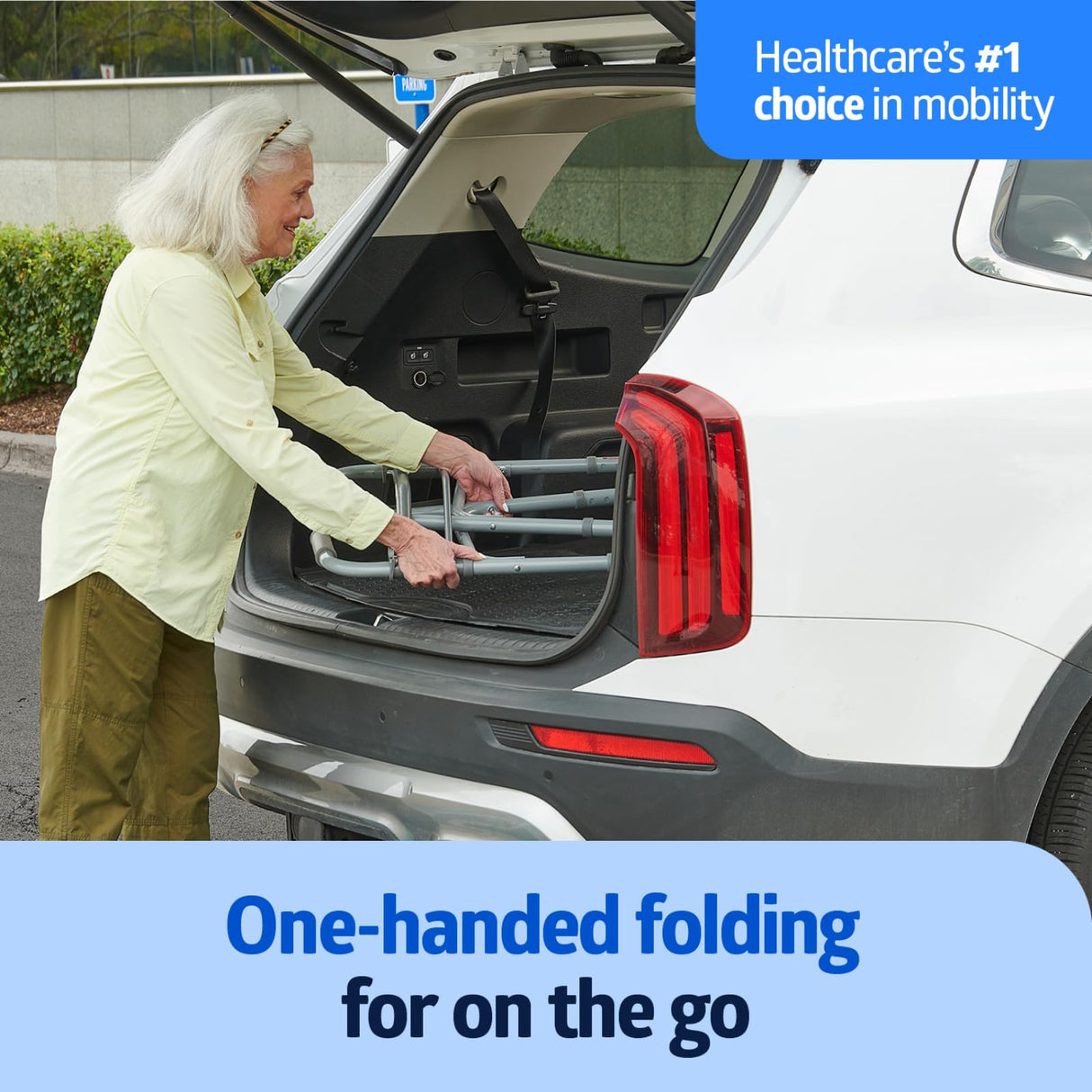 Medline Lightweight Junior/Lower Height Folding Walker with 5” Wheels