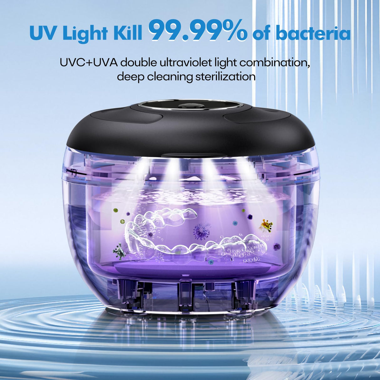 Upgraded Ultrasonic Retainer Cleaner Machine, 45kHz Ultrasonic Dentures Cleaner for Night Guards, Braces, Aligner, Toothbrush, Jewelry and More, 200ML Capacity, Black