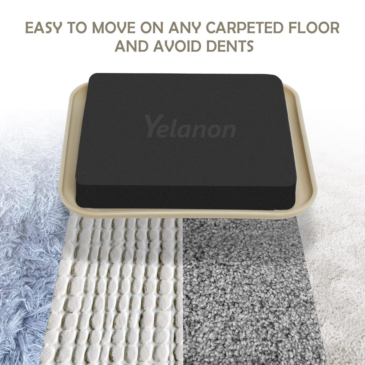 Yelanon Furniture Sliders, 20 pcs-3 1/2” Square Beige Furniture Sliders for Carpet, Furniture Pads for Hardwoods Floors,Furniture Movers Sliders, Reusable Moving Pads, Floor Protectors for Carpet