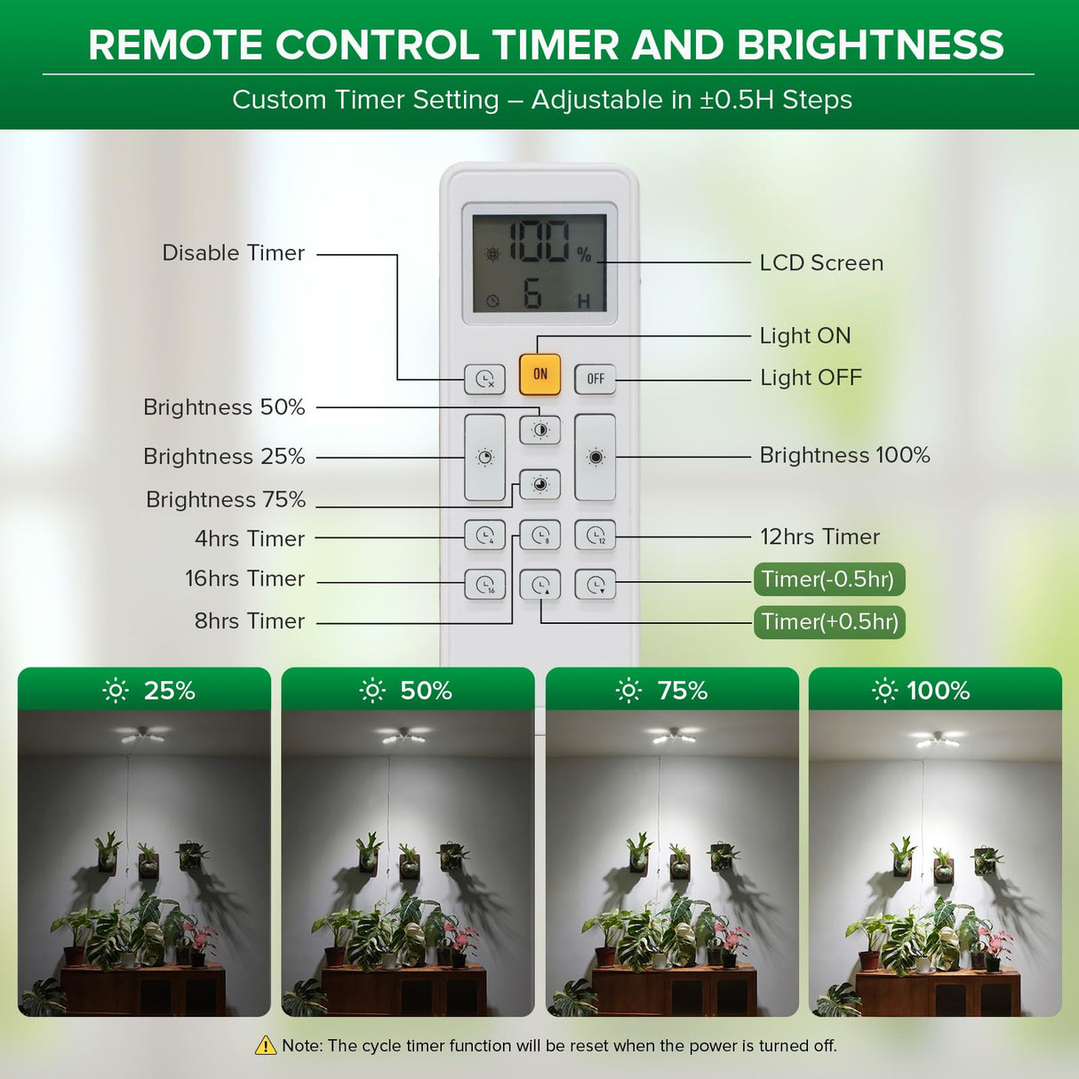 SANSI 30W Wall Mounted Grow Light – Dual Head Full Spectrum Plant Light with Remote, Programmable Timer, Dimmable 4-Level Brightness, 320° Wide Coverage, 4000K Natural Light for Indoor Plants