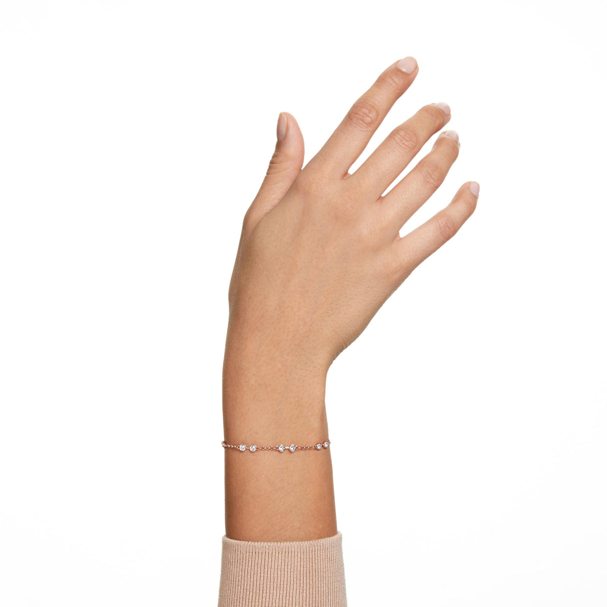 Swarovski Remix Collection strand, Round cut, clear, Rose gold-tone finish