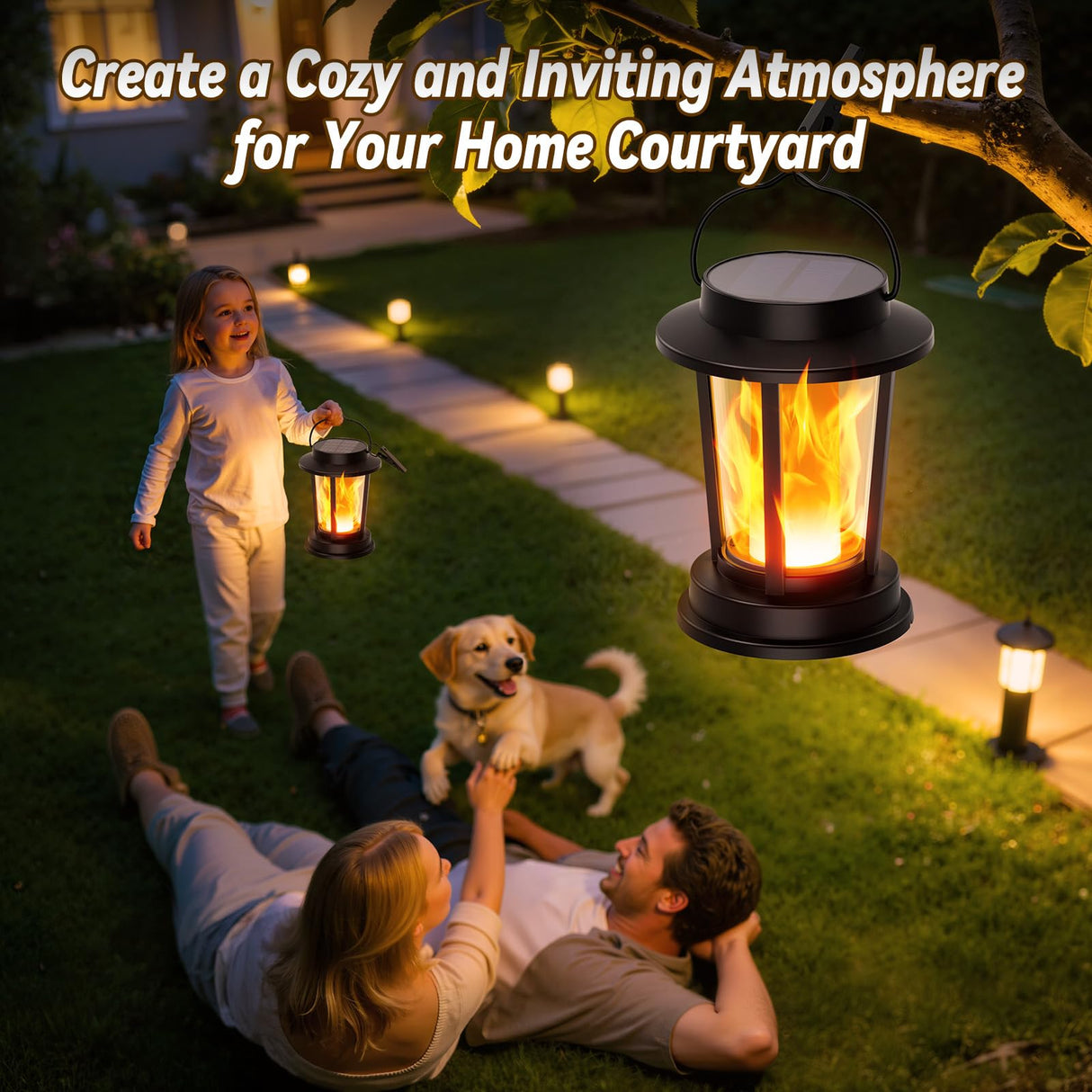 WdtPro 2 Pack Solar Lanterns Outdoor Waterproof, Upgraded Solar Lights Outdoor, Solar Powered Lanterns Decorative, Hanging Solar Lantern for Patio Garden Yard Path Porch Tree Decor Dark Gray