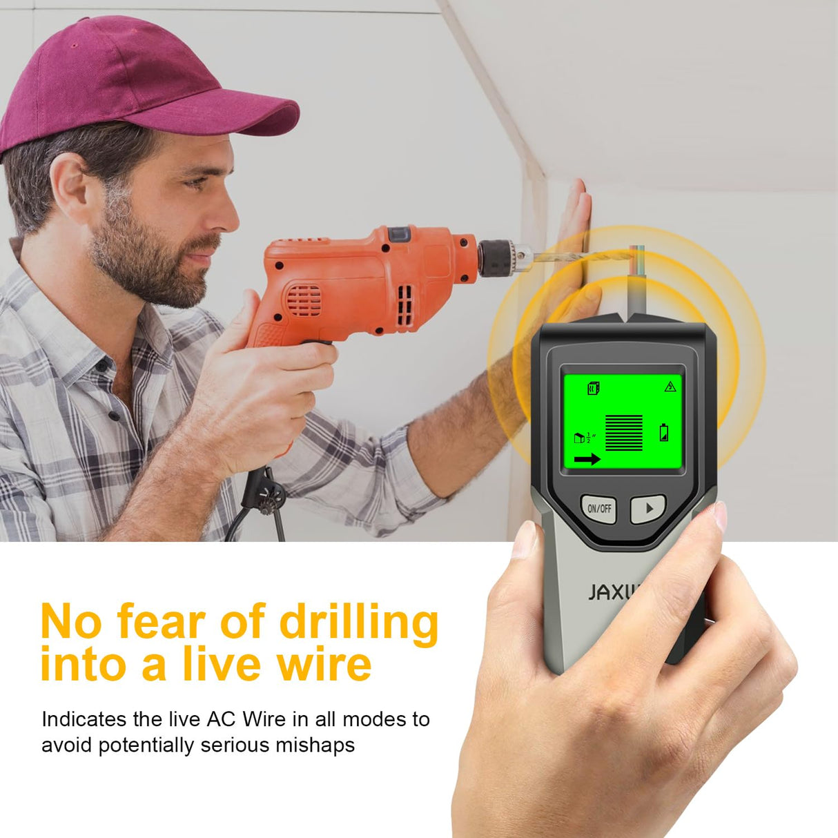 Stud Finder Wall Scanner - 5 in 1 Stud Finder Tool w/Smart Chip and HD LCD Display, Stud Detector Beam Finders for the Center and Edge of Wood AC Wire Metal Studs Joist Pipe (Grayish)
