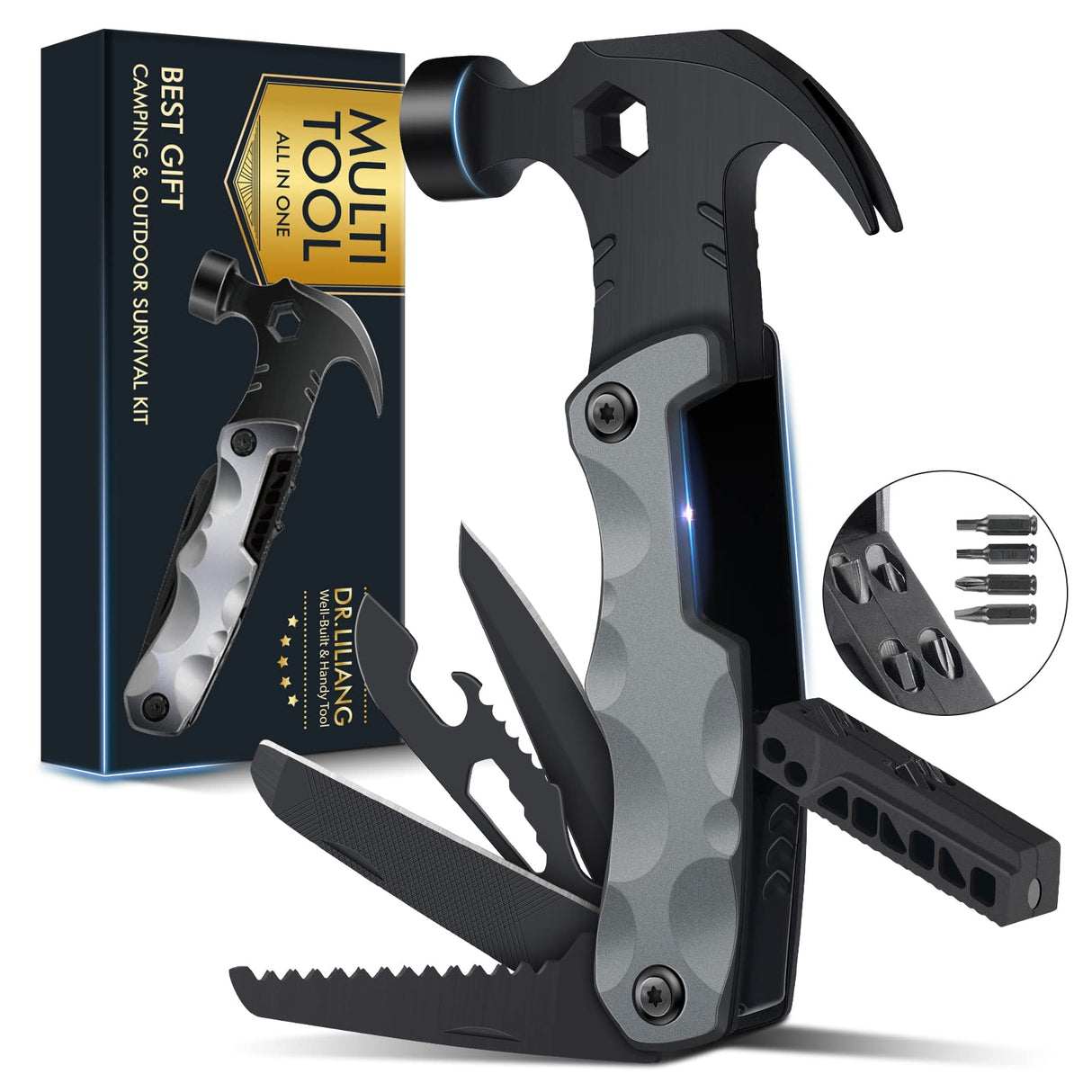 Fathers Day Dad Gifts from Daughter Son Wife, 13 in 1 Hammer Multitool, Cool Camping Accessories Survival Tools, Unique Birthday Present Ideas Gifts for Men, Husband, Grandpa, Step Dad, Him