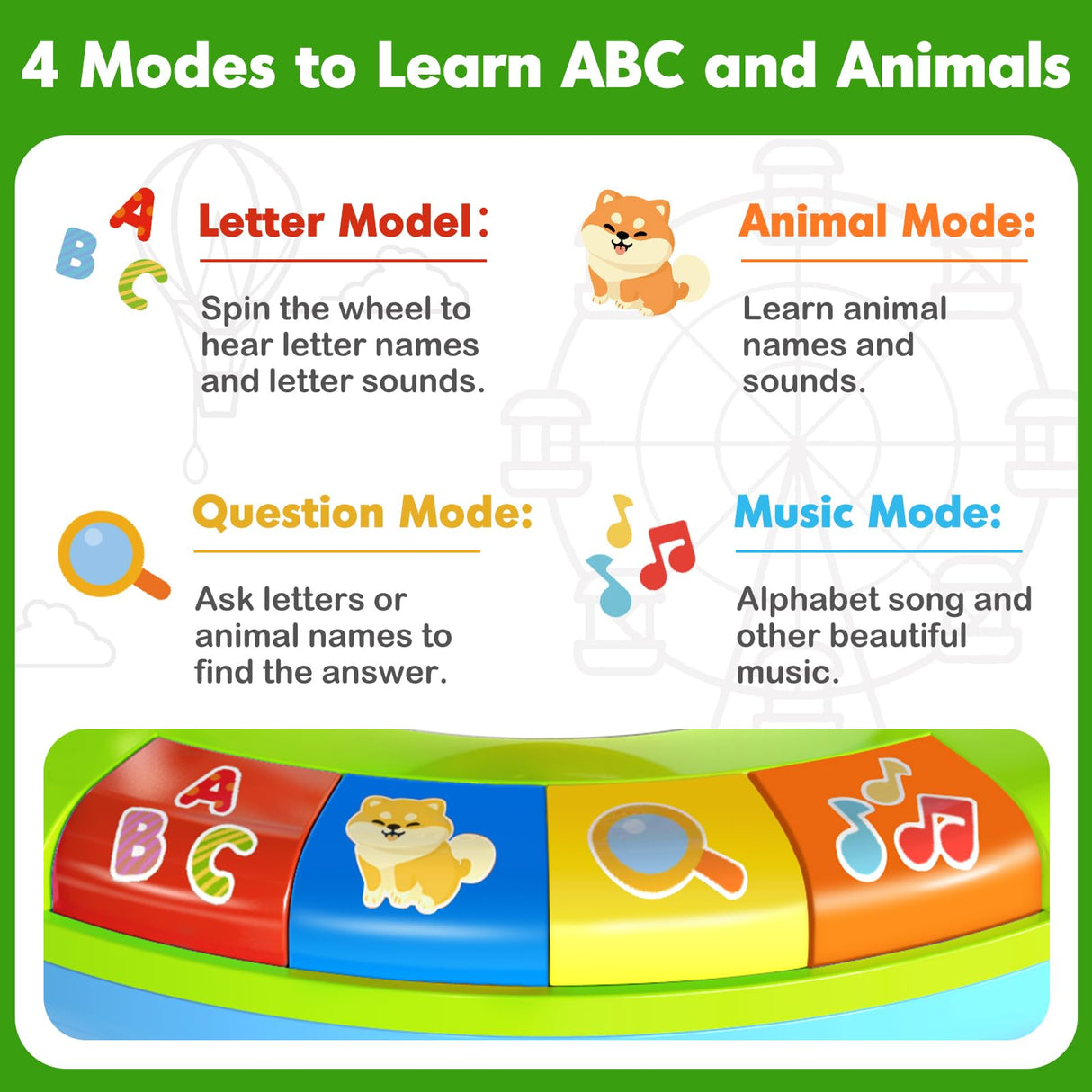 Toys for 1 2 3 Years Old Boys Girls, Musical Spin & Sing Alphabet Zoo with Lights & Sounds, Learning Educational Toys for Toddler 1-3, Christmas Birthday Gifts for Baby Kids Age 6-9-12-18 Months