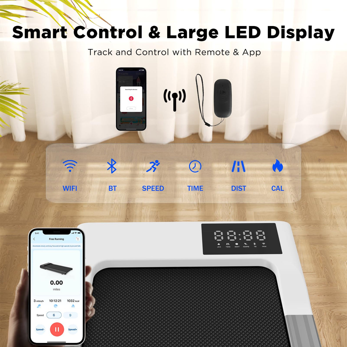 SupeRun Walking Pad, Under Desk Treadmill, 3 in 1 Portable Treadmill with Remote Control LED Display, 2.2 HP Quiet Walking Jogging Machine for Office Home Use, 300 Lbs Capacity