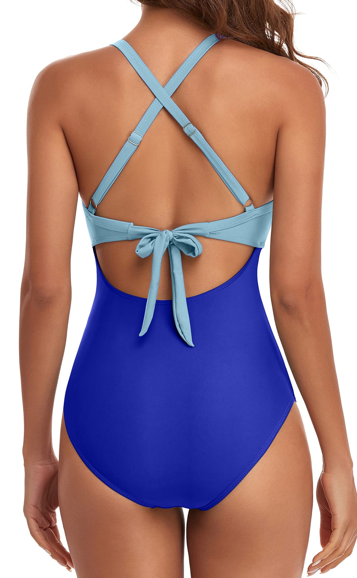 Eomenie Women's One Piece Swimsuits Tummy Control Cutout High Waisted Bathing Suit Wrap Tie Back 1 Piece Swimsuit