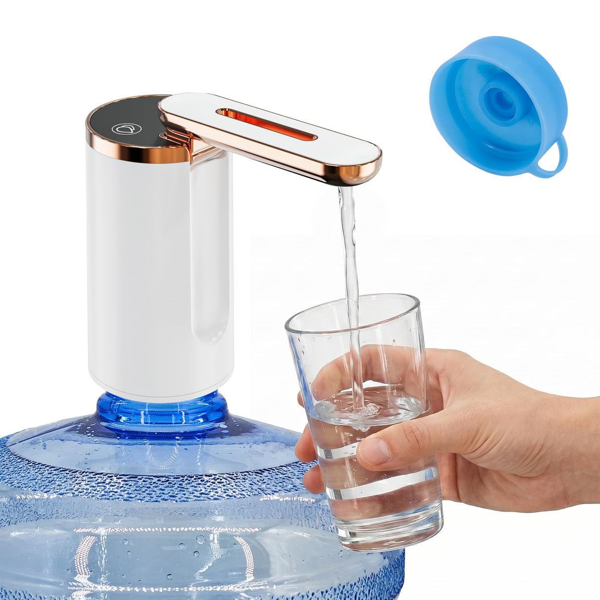 Myvision Water Dispenser for 5 Gallon Bottle, Portable USB Charging Electric Water Pump, Drinking Water Jug Pump for Home, Kitchen, Living Room, Office, Camping, Universal for 3-5 Gallon (Plus W)