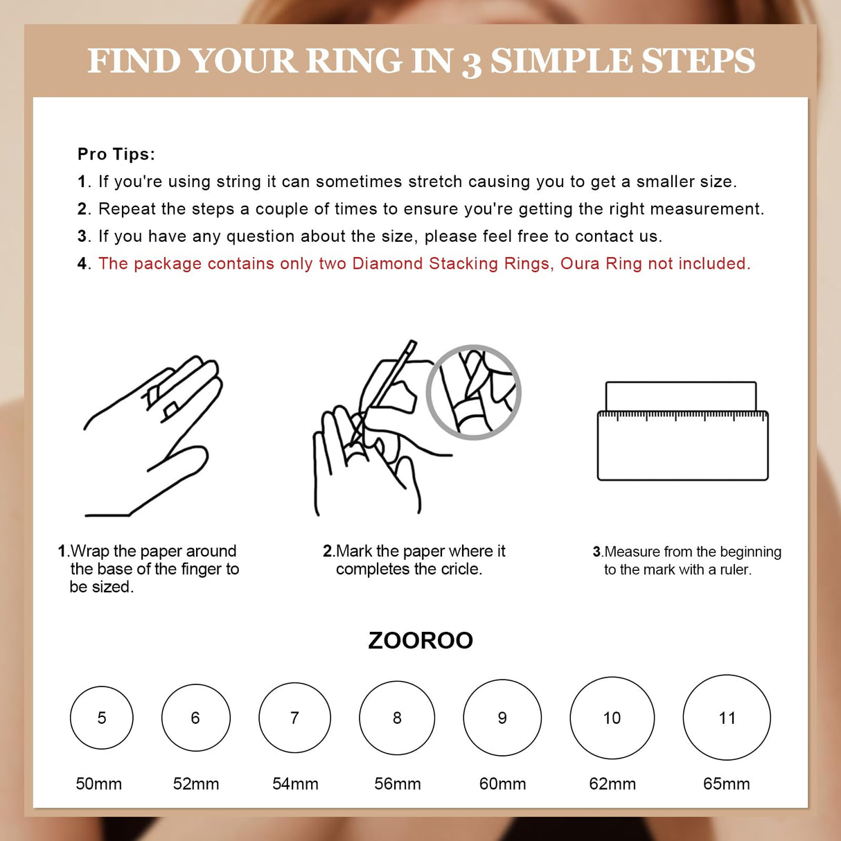 ZOOROO 2-Pack Stackable Bands for Oura Ring 5/Oura Ring 4/Oura Ring 3 Stack