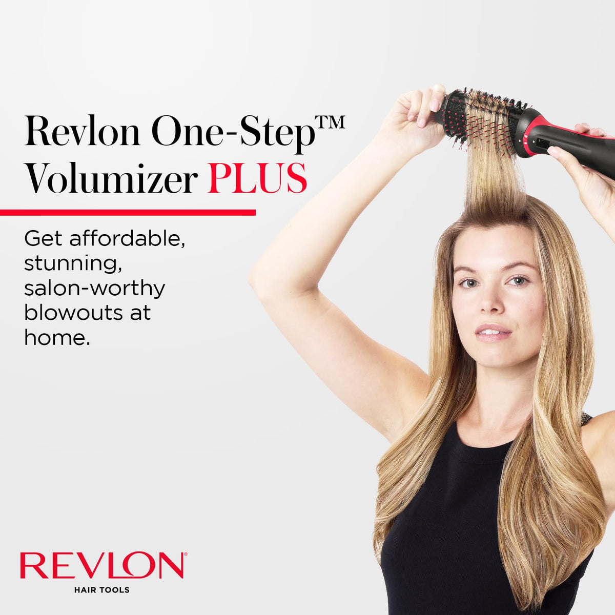 REVLON One-Step Volumizer Plus Hair Dryer and Styler, 2.4 in Barrel, Black