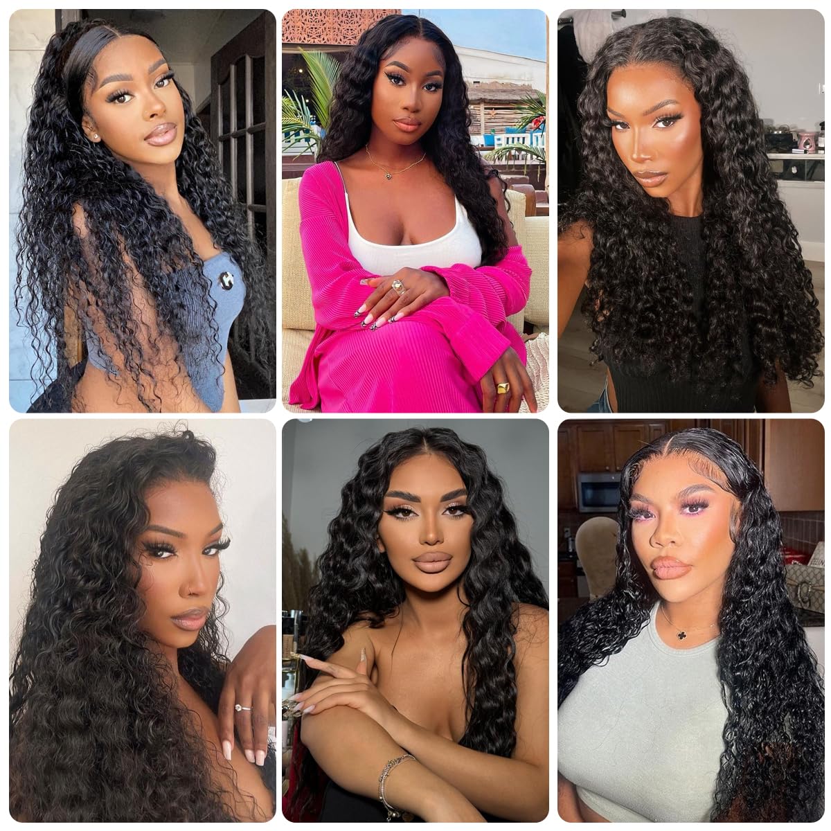 Deep Wave Bundles Human Hair Brazilian 3 Bundles Human Hair Weave Bundles 22 24 26 Inch 100% Unprocessed Virgin Human Hair Curly Bundles Double Weft Wet and Wavy Bundels Human Hair for Black Women