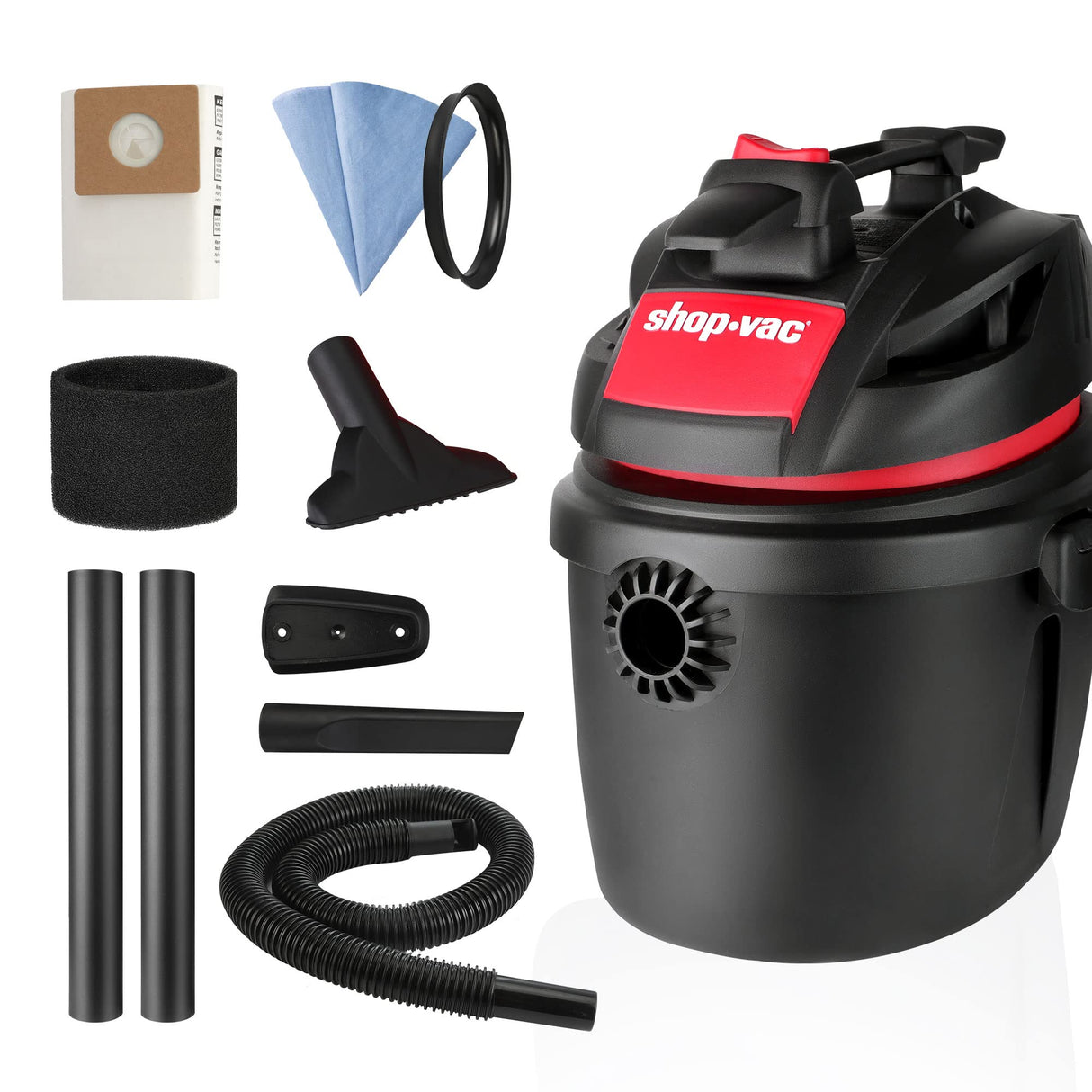Shop-Vac 5760288 2.5 Gallon Wet/Dry Vacuum, 2.5 Peak HP, 1.25 Inch Diameter x 4 Ft Hose, Portable Compact Design