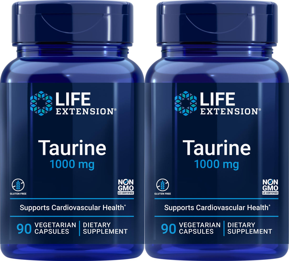 Life Extension Taurine 1,000 mg, 90 Vegetarian Capsules (Pack of 2)