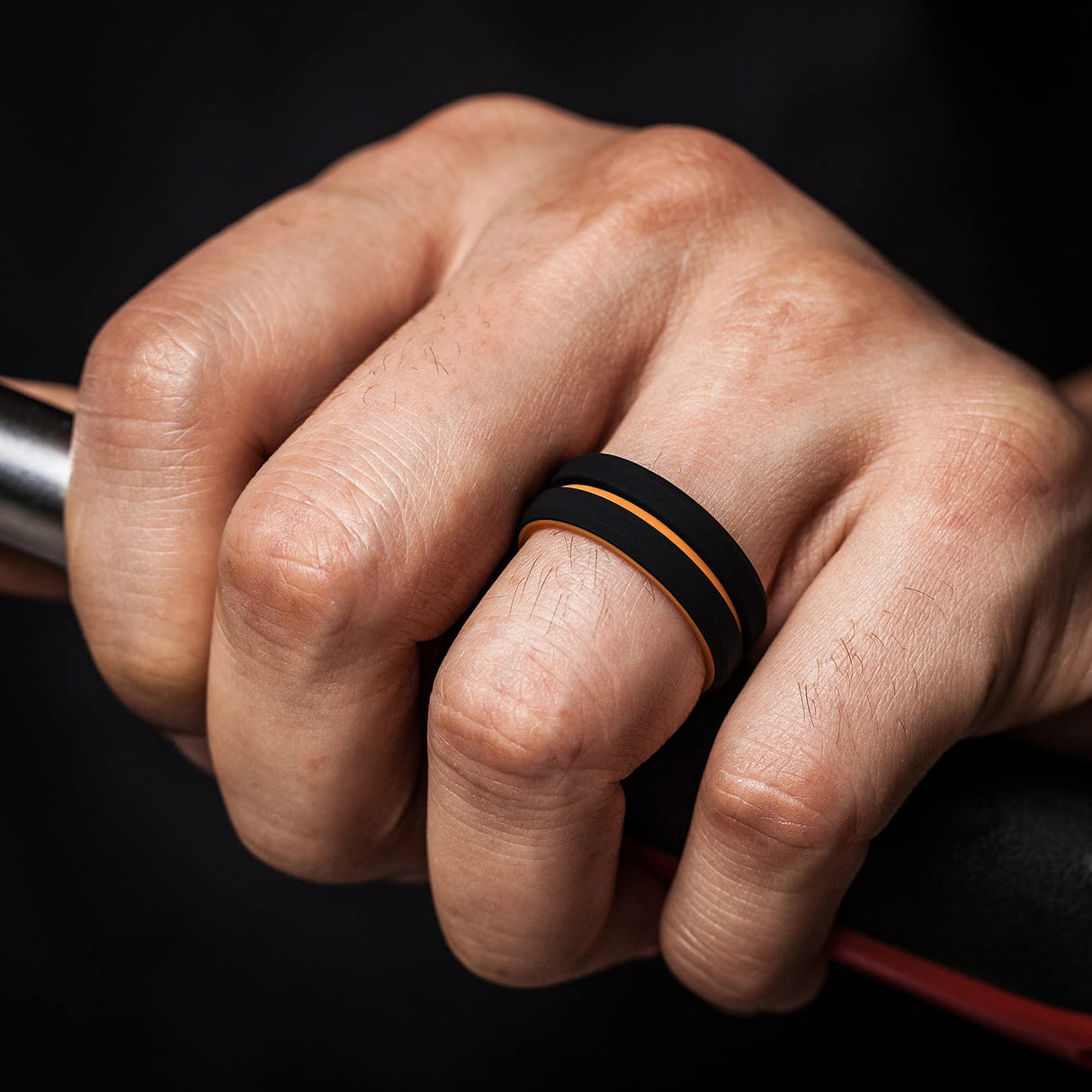ThunderFit Silicone Wedding Rings for Men, Breathable, Brushed Top