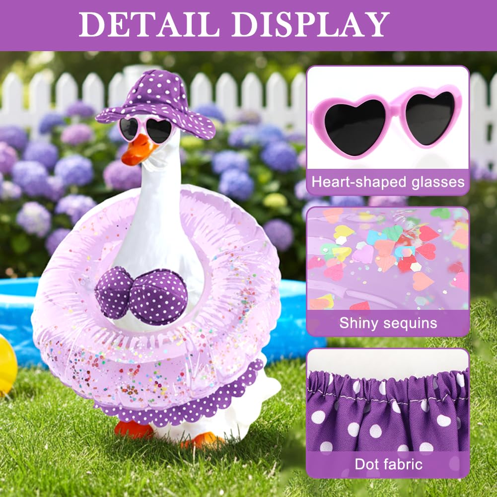 Ravionell Hawaiian Porch Goose Outfits, Summer Style Goose Outfits, Cute Gooses Clothes fit Large 23" H Statues for Outdoor Garden and Yard Decoration