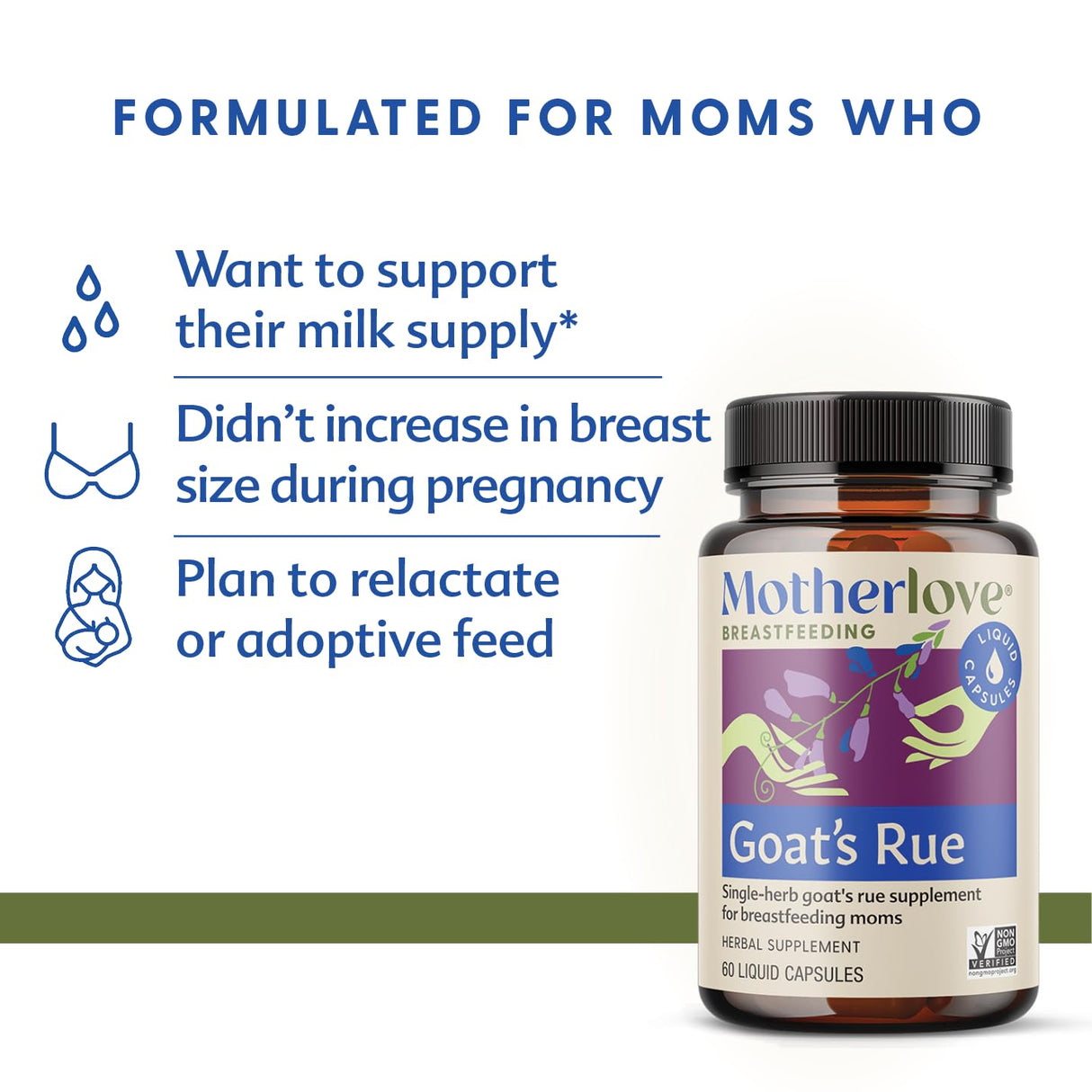 Motherlove Goat’s Rue (120 Liquid caps) Lactation Supplement for Breast Tissue Development & Supporting Breast Milk Supply —Non-GMO, Organic Herbs, Vegan, Kosher, Soy-Free