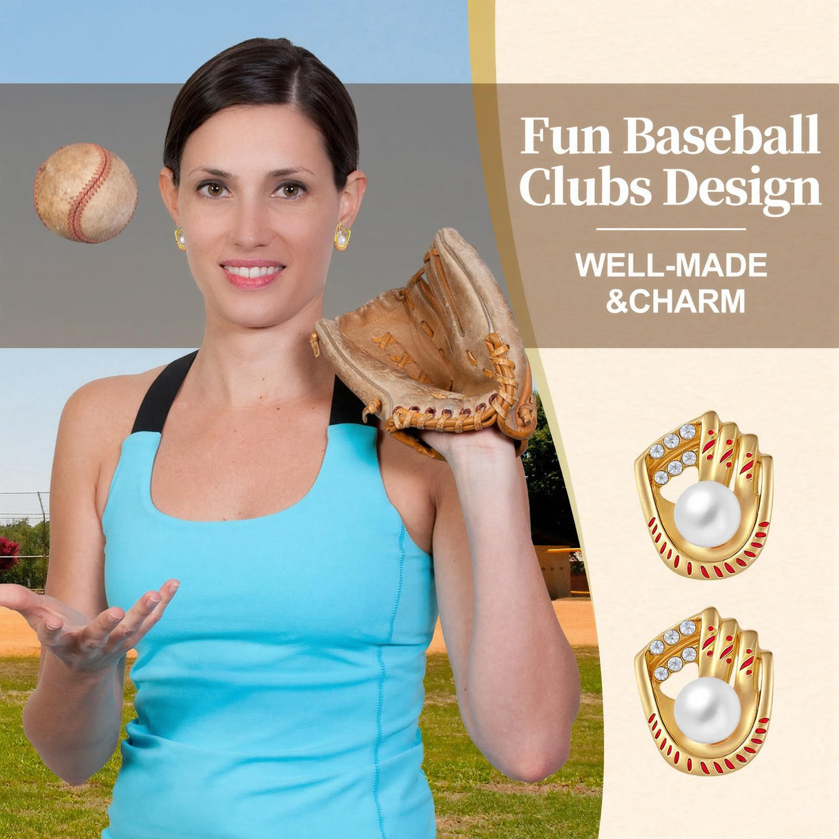 Quelay 8 Pairs Sports Earrings for Women Ball Games,Baseball Earrings
