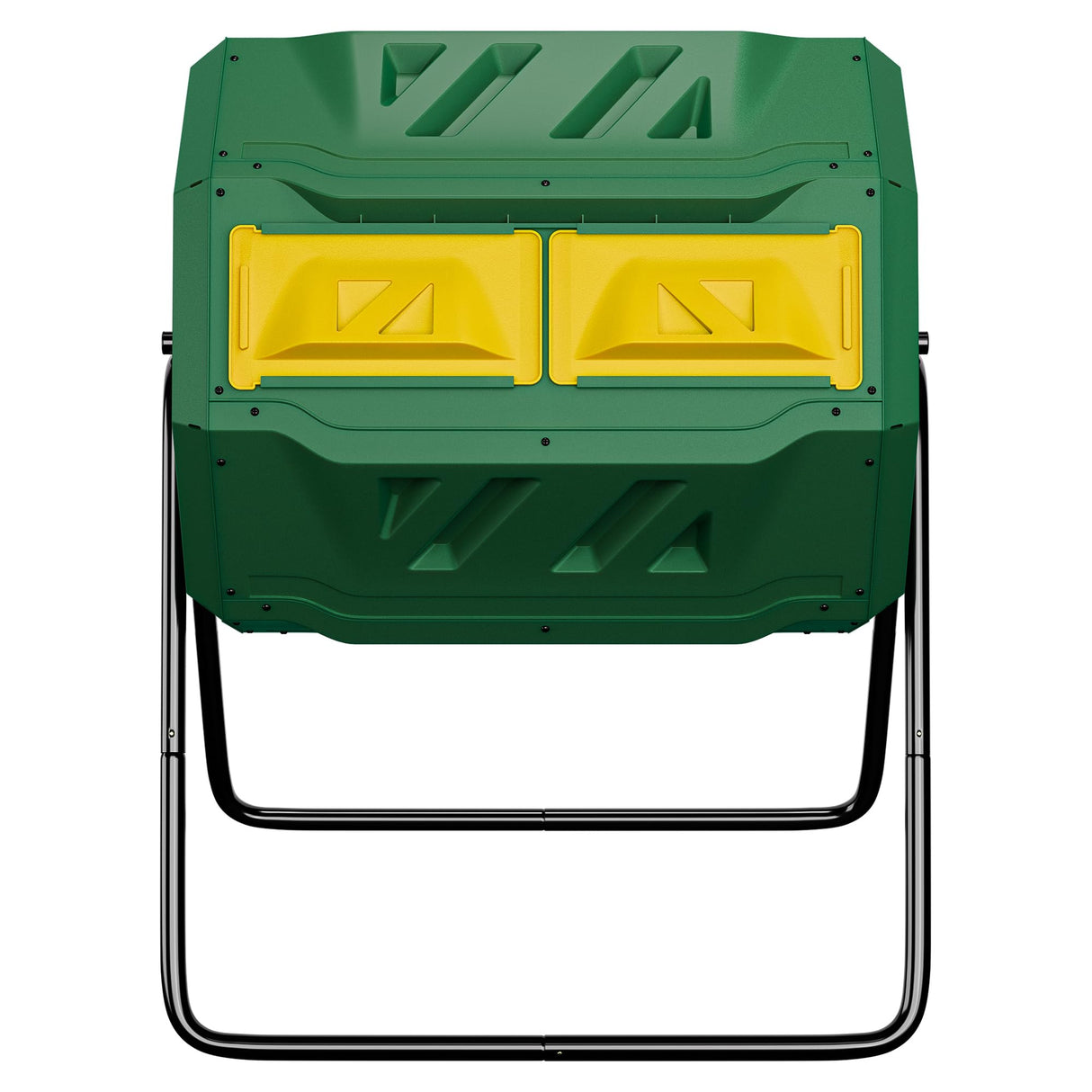 Saicool 43 Gallon Large Dual Chamber Composting Tumbler Outdoor Garden Rotating Compost Bin Tumbling Composter with Sliding Door, Green
