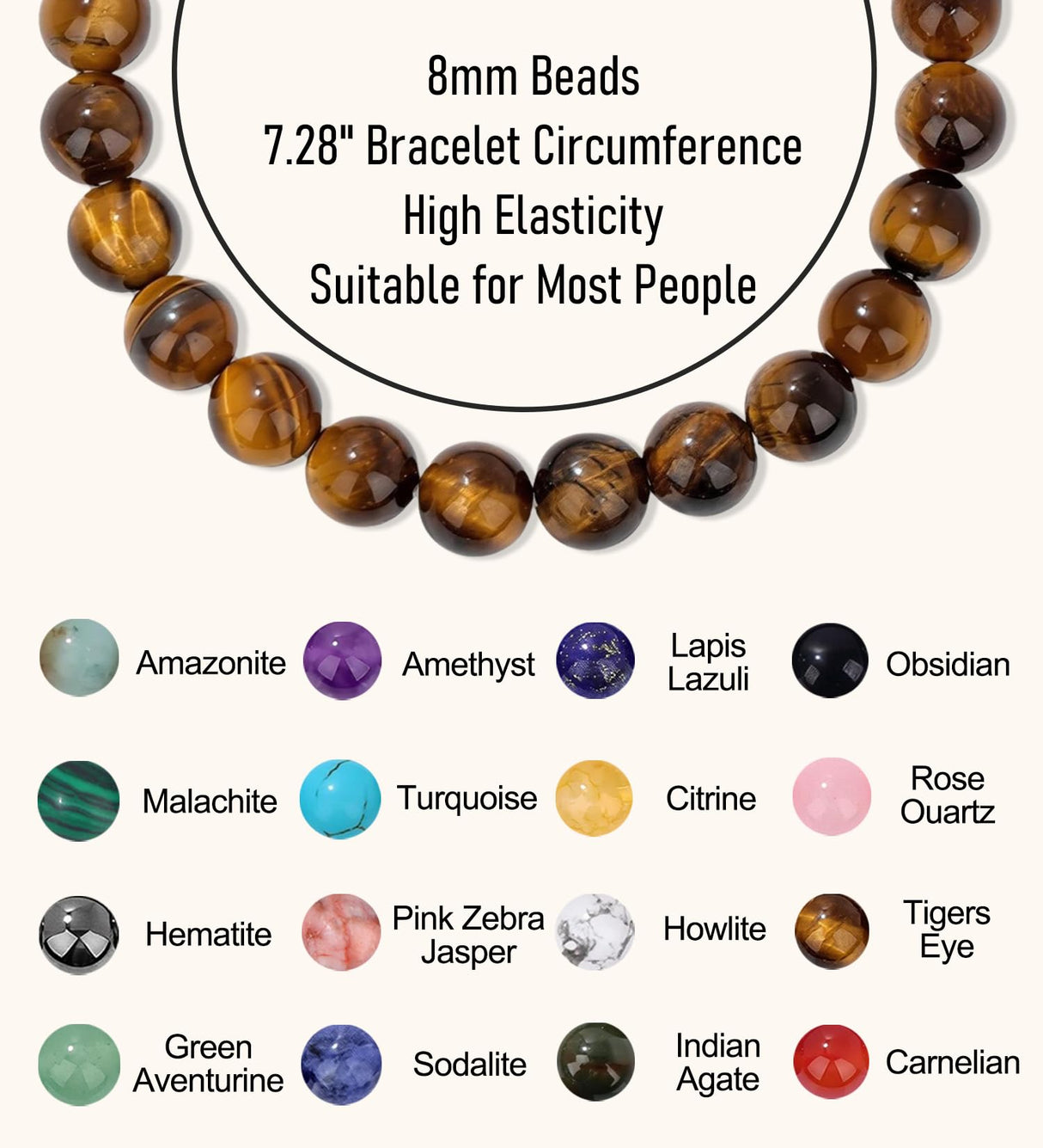 SAMOCO 16Pcs Natural Healing Crystal Bracelets for Women Men