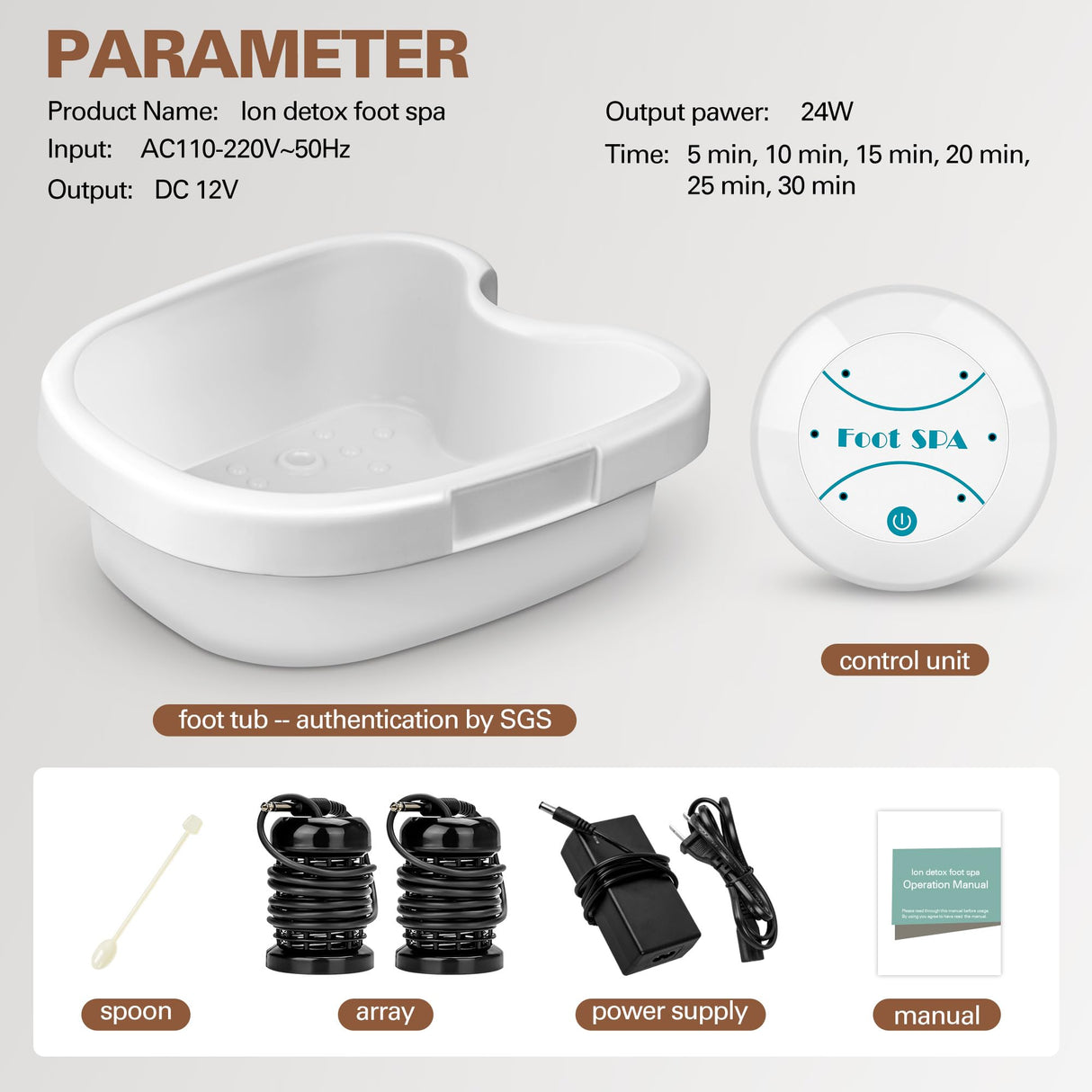 Idudbid Ionic Foot Bath Detox Machine - Suitable for Home Use, Home Salon-Level Spa Detox Machine, Healthy Detoxification, with Foot Bath, Array * 2, Liner