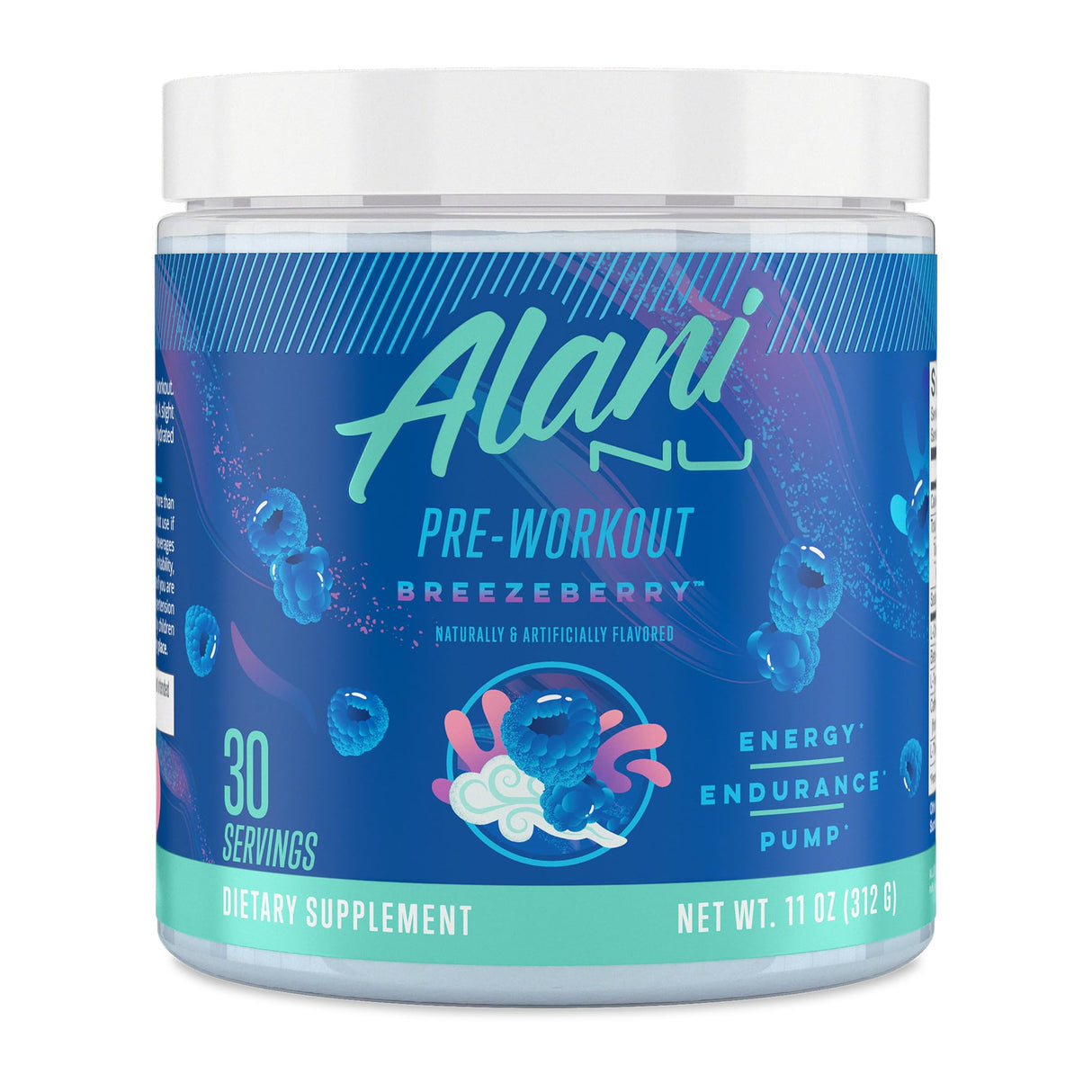 Alani Nu Pre Workout Powder BREEZEBERRY, Amino Energy Boost, Endurance Supplement, Sugar Free, 200mg Caffeine, L-Theanine, Beta-Alanine, L-Citrulline, 30 Servings