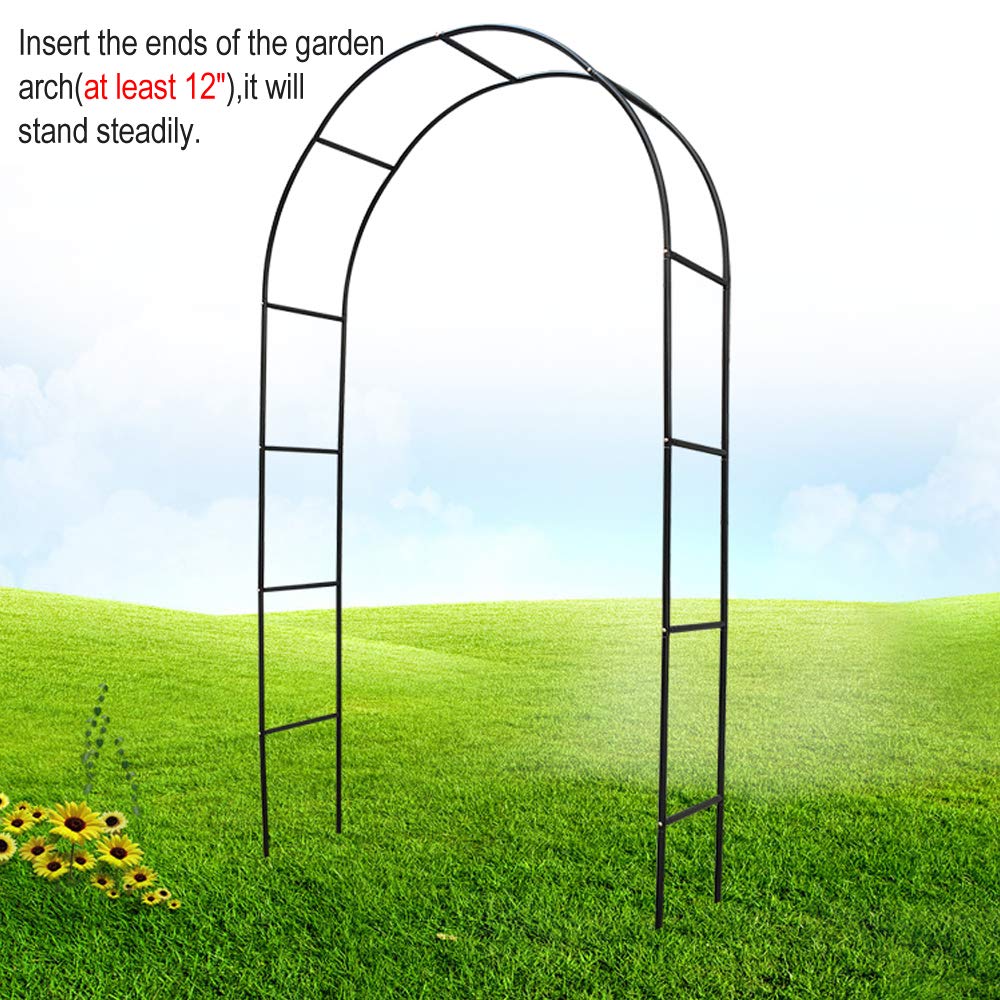 Metal Garden Arbor Wedding Arch 76.8 Inch H x 90.5 Inch W \94.5 Inch H x 55 Inch W Assemble Freely 2 Sizes for Various Climbing Plant Roses Vines Bridal Party Decoration Pergola Arbor (Black)