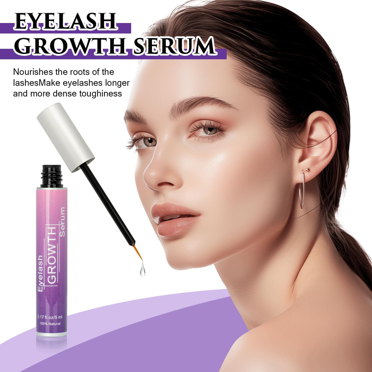 Premium Eyelash Growth Serum, Eyebrow Growth Serum, 18 Plant Extracts for Advanced Lashes Enhancer Longer, Fuller and Thicker, Natural Beauty Enhancement(5ml)