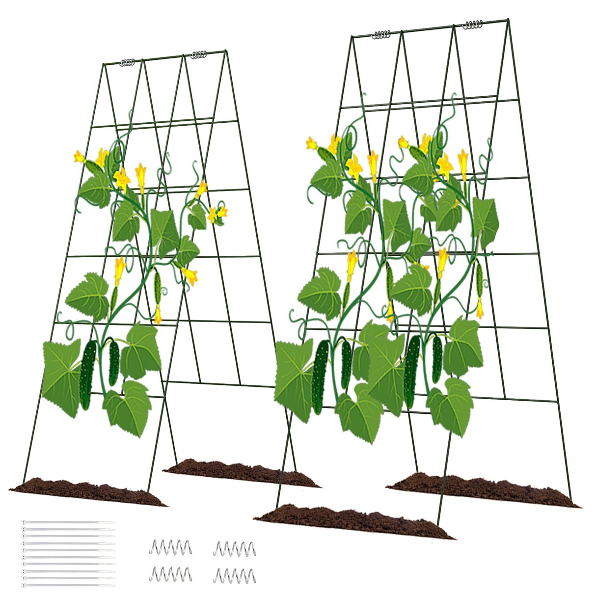 DOEWORKS 48" Cucumber Trellis, 2-Pack, Foldable, for Cucumbers, Beans, Tomatoes, Flowers
