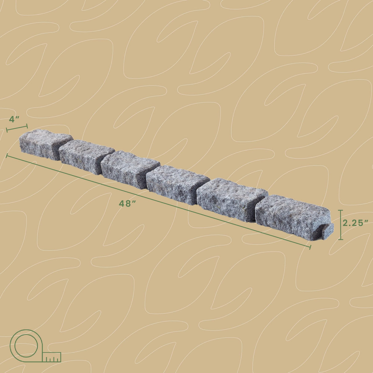Beuta Landscape Edging | Garden Edging Border | Polyrock Bricks for Lawn Edging, Flower beds, Pathways & Yard Edging– 4 Packs | Each Section Has 6 Bricks 48" L x 4" W x 2.25" H | 12 Spikes |Greystone