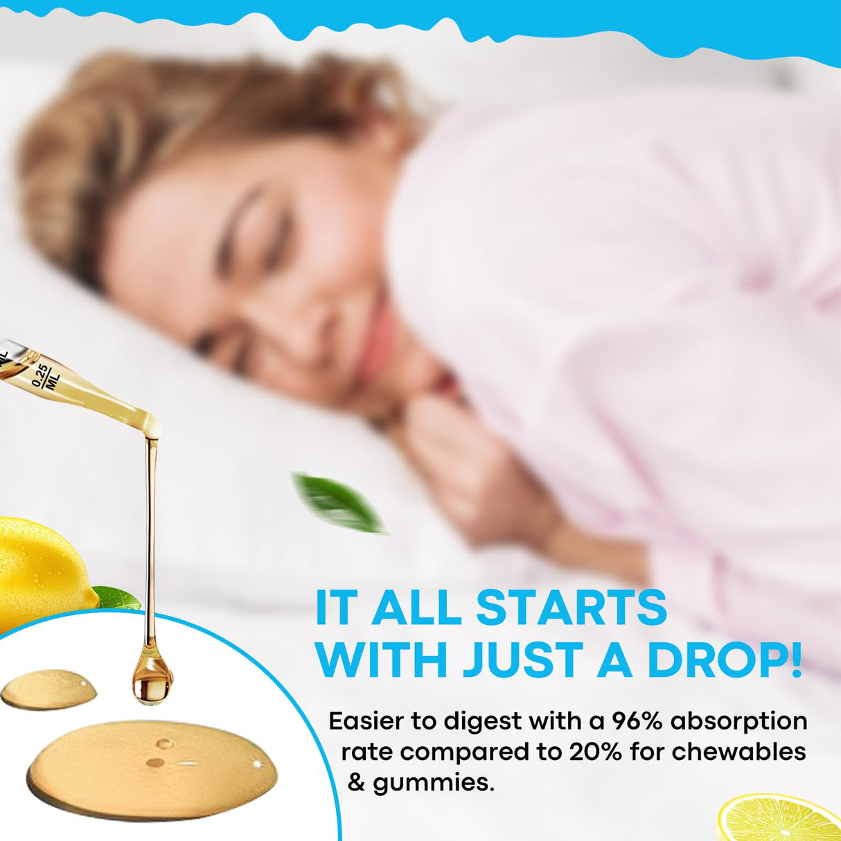 GABA L-Theanine Drops - Liquid GABA L-Theanine Supplement with L-Theanine, Ashwagandha, Magnesium Glycinate, Vitamin C, B6 - Support Sleep, Relaxation, Calm Mood & Focus - Lemon Flavor, 2 Fl Oz