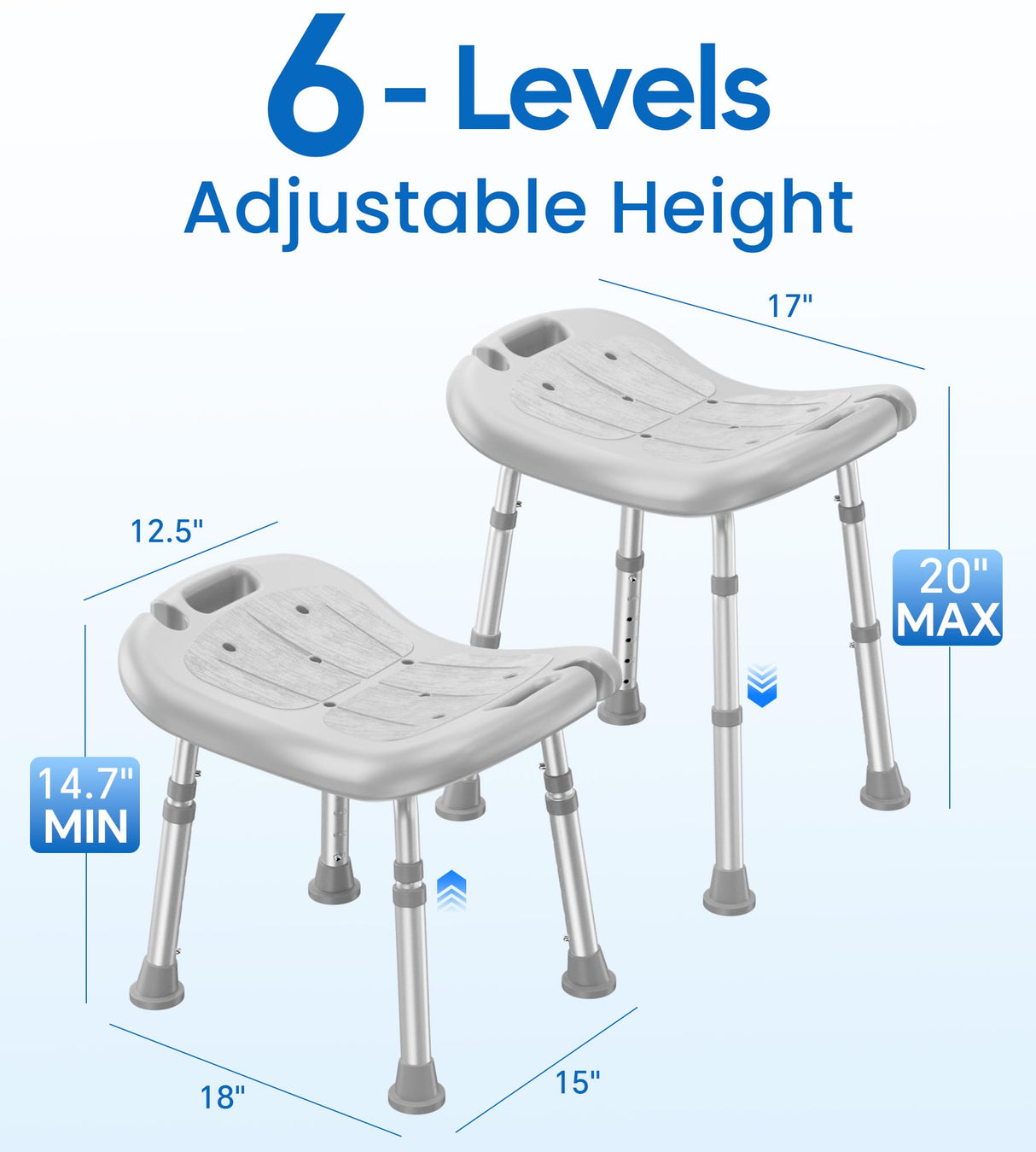 HOMLAND Shower Chair for Inside Shower, FSA/HSA Eligible, Adjustable Shower Stool with Strong Non-Slip Feet, 350 lbs Shower Seat for Inside Tub, Bench Bath Chair for Elderly and Disabled, Grey