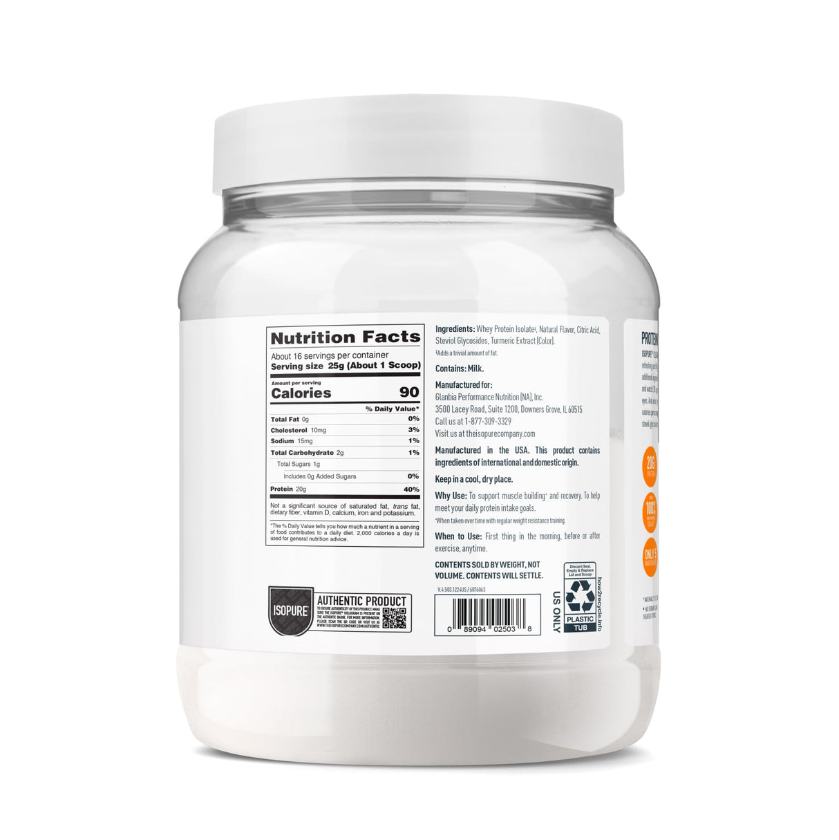 Isopure Infusions, Refreshingly Light Fruit Flavored Whey Protein Isolate Powder, "Shake Vigorously & Infuses in a Minute", Pineapple Orange Banana, 16 Servings