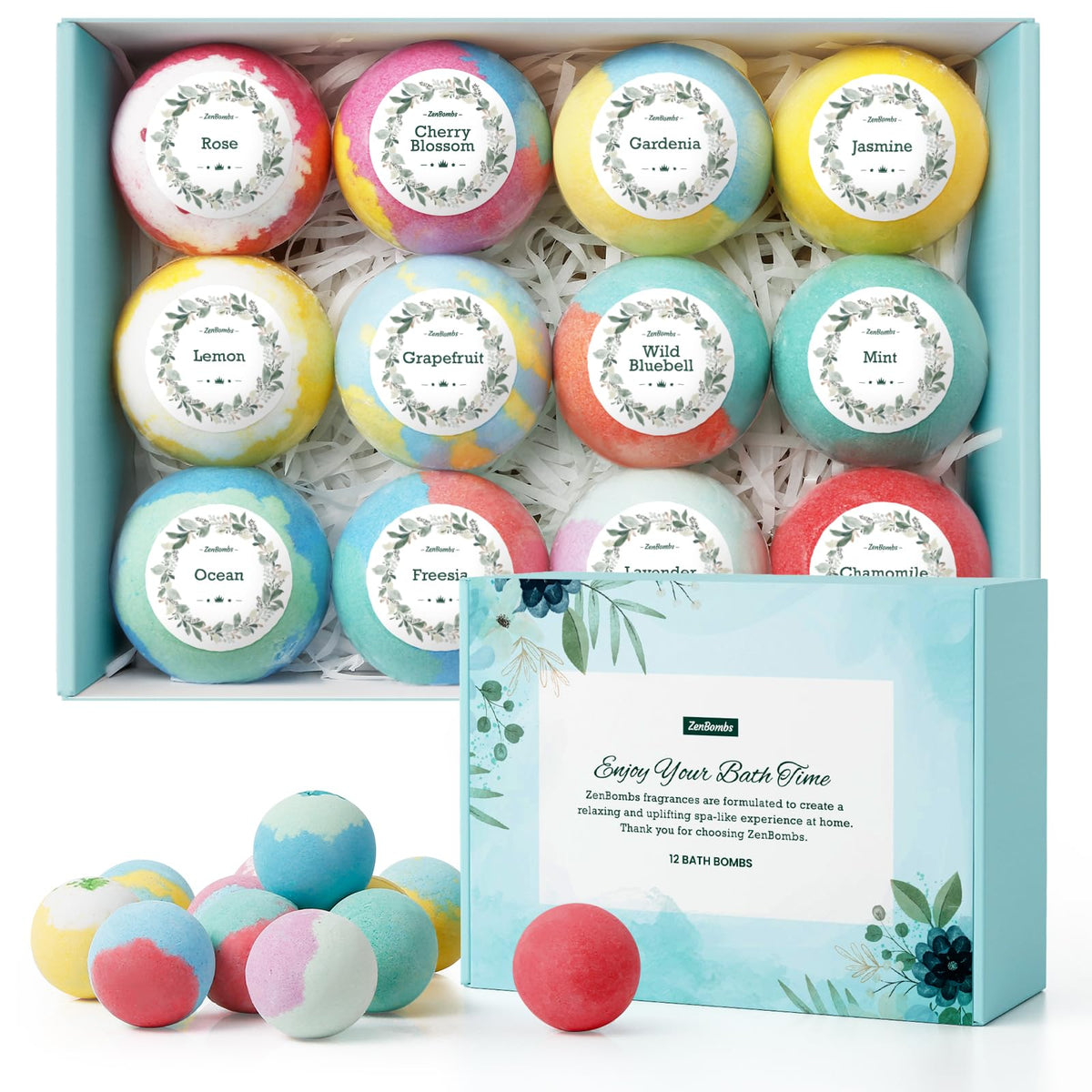 ZenBombs Bath Bombs for Women, Handmade Natural Bath Bomb with Shea Butter