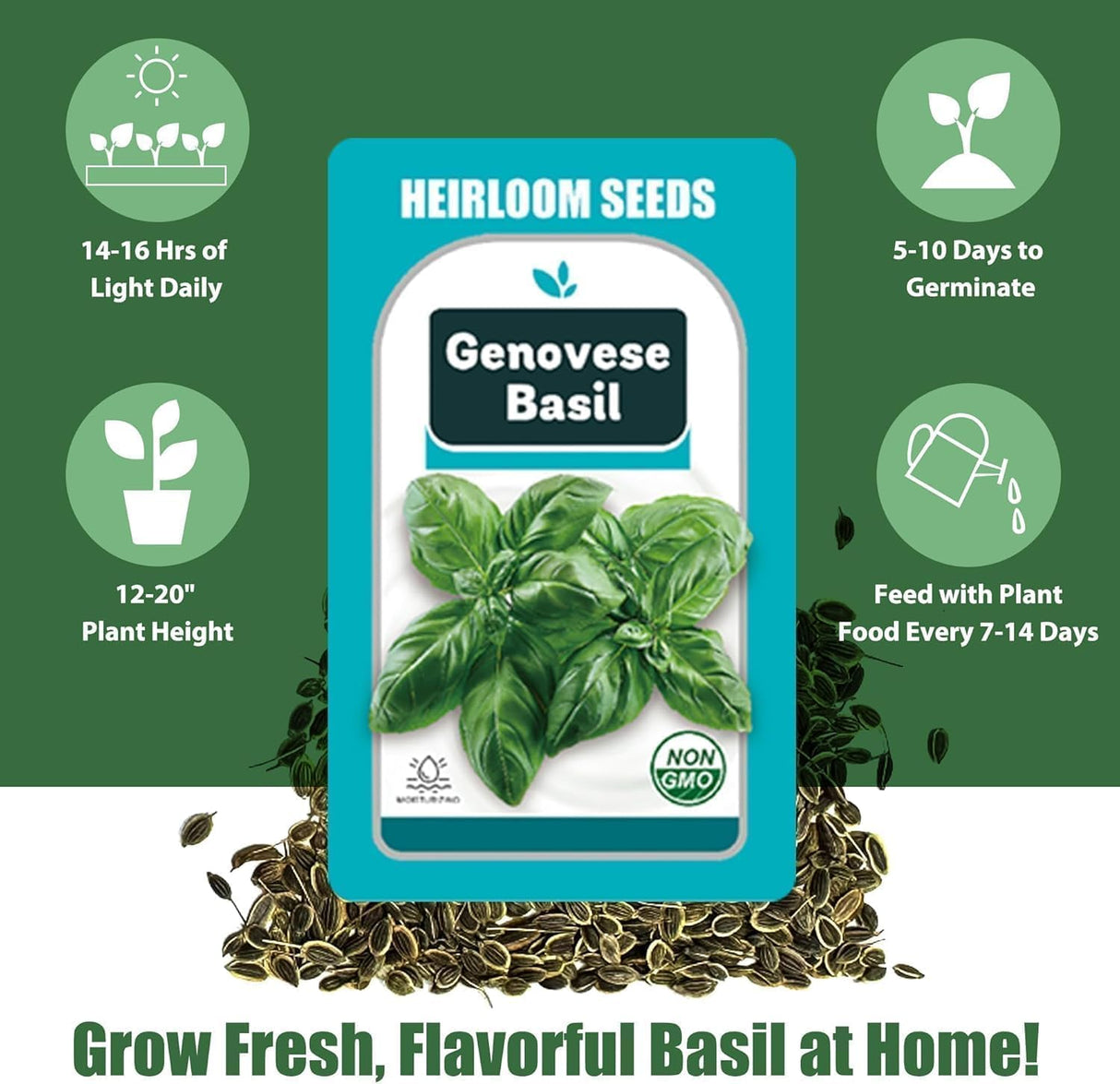 Basil Seed Pods for AeroGarden - 12 Hydroponic Refill Herb Pods with Seeds of Genovese Basil for Most Hydroponic Systems of Ahopegarden, GARDENCUBE, iDOO, and URUQ, Grow Your Own Herb Garden at Home