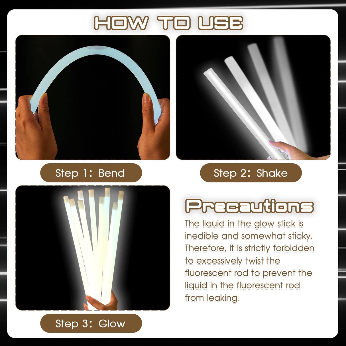 Lewtemi 10 Pcs Large Glow Sticks Big Giant Jumbo Halloween Christmas Emergency Light Stick for Camping Accessories, Survival Kit(White,16 Inch)