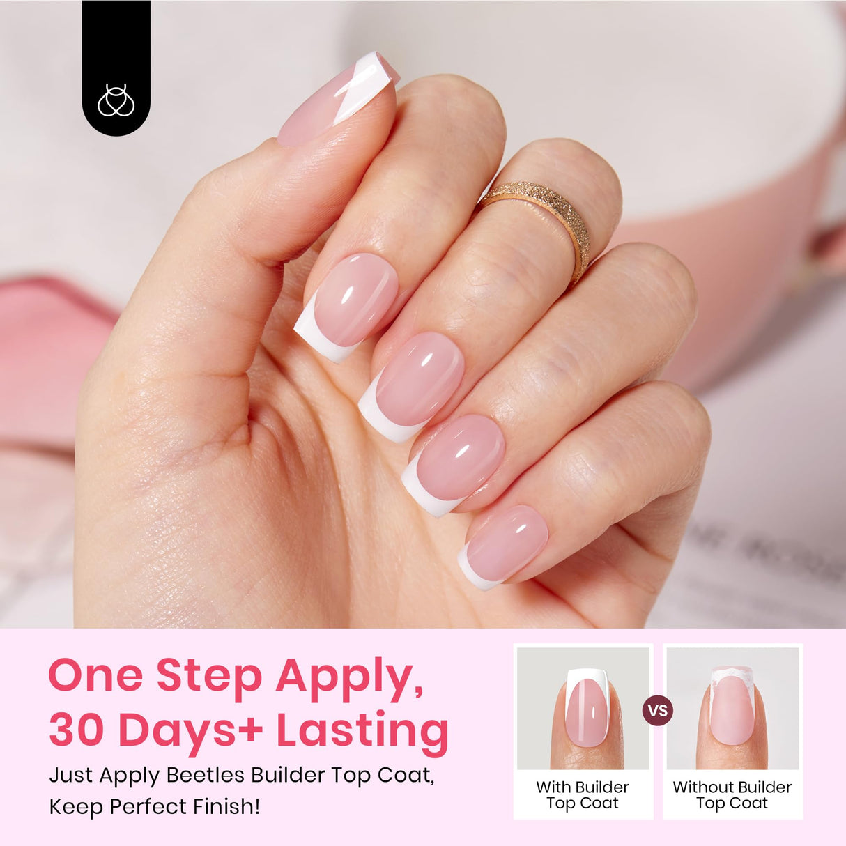 Beetles X Press Kit Gel Nail Kit, Short Square French Tip Press On Nails Kit with 150Pcs French Nail Tips Nail Glue & Remover Builder Top Coat Mini Nail Lamp All-in-One DIY Nail Kit Gift for Women