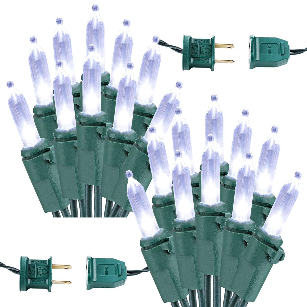 Brizled Christmas Tree Lights, 2 Pack 33ft 100 LED Christmas Lights, 120V UL Certified Connectable Xmas Light Indoor Outdoor, Clear Mini Light for Xmas, Tree, Home, Holiday, Green Wire, Bright White