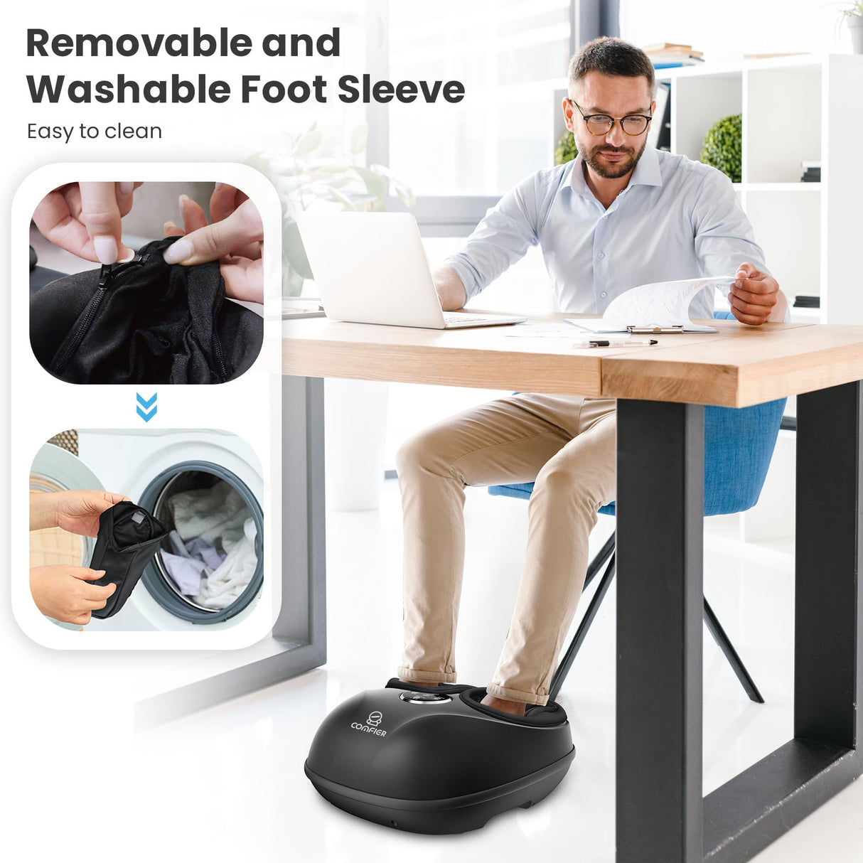 COMFIER Shiatsu Foot Massager Machine with Heat,FSA HSA Foot Massager for Neuropathy Plantar Fasciitis, Deep Kneading Feet Massager with Heat, Relax for Home Office,Up to Men Size 13