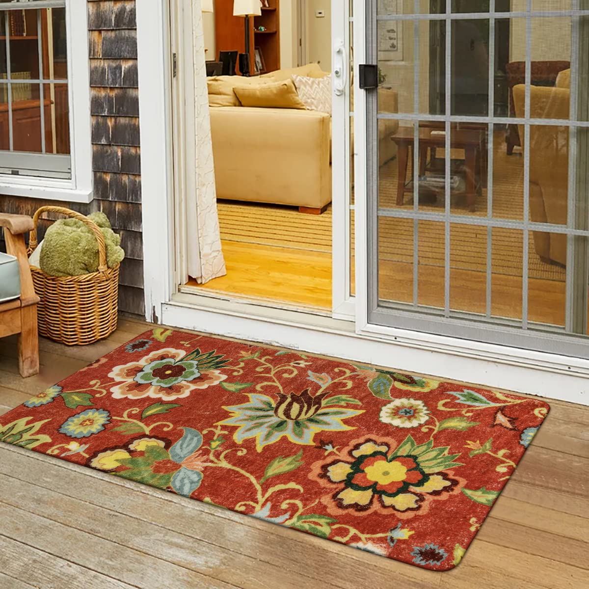 Lahome Floral Red Carpet Runner Rug 2x4, Washable Hallway Non-Slip Kitchen Christmas Runner Rugs, Vintage Throw Carpet for Hallway Bathroom Entryway Laundry Room(2'x4', Red)