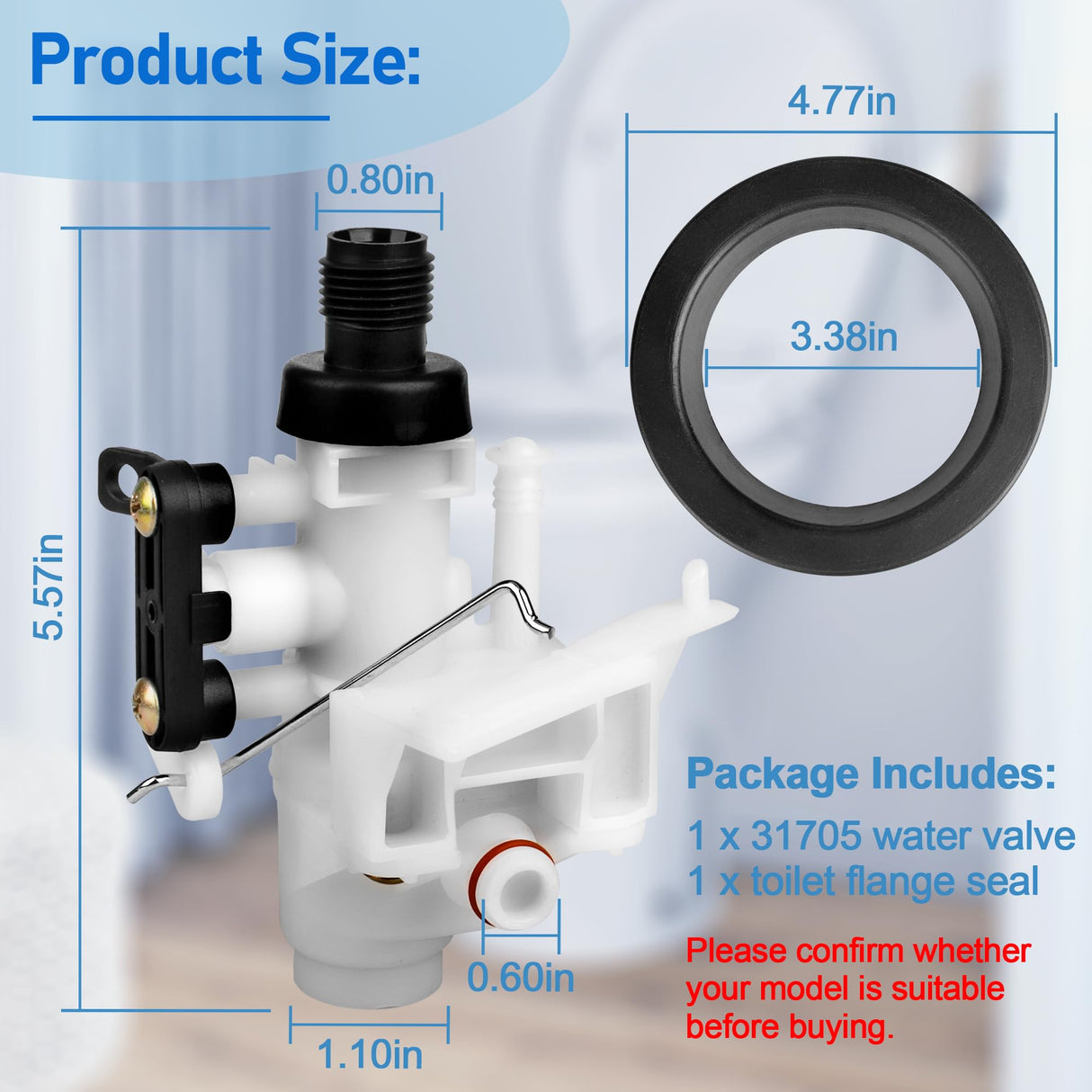 31705 RV Toilet Water Valve Kit for Thetford Aqua-Magic V Toilets, RV Toilet Valve fits All Aqua Magic V High and Low Toilet Models 31688 31687, RV Toilet Parts