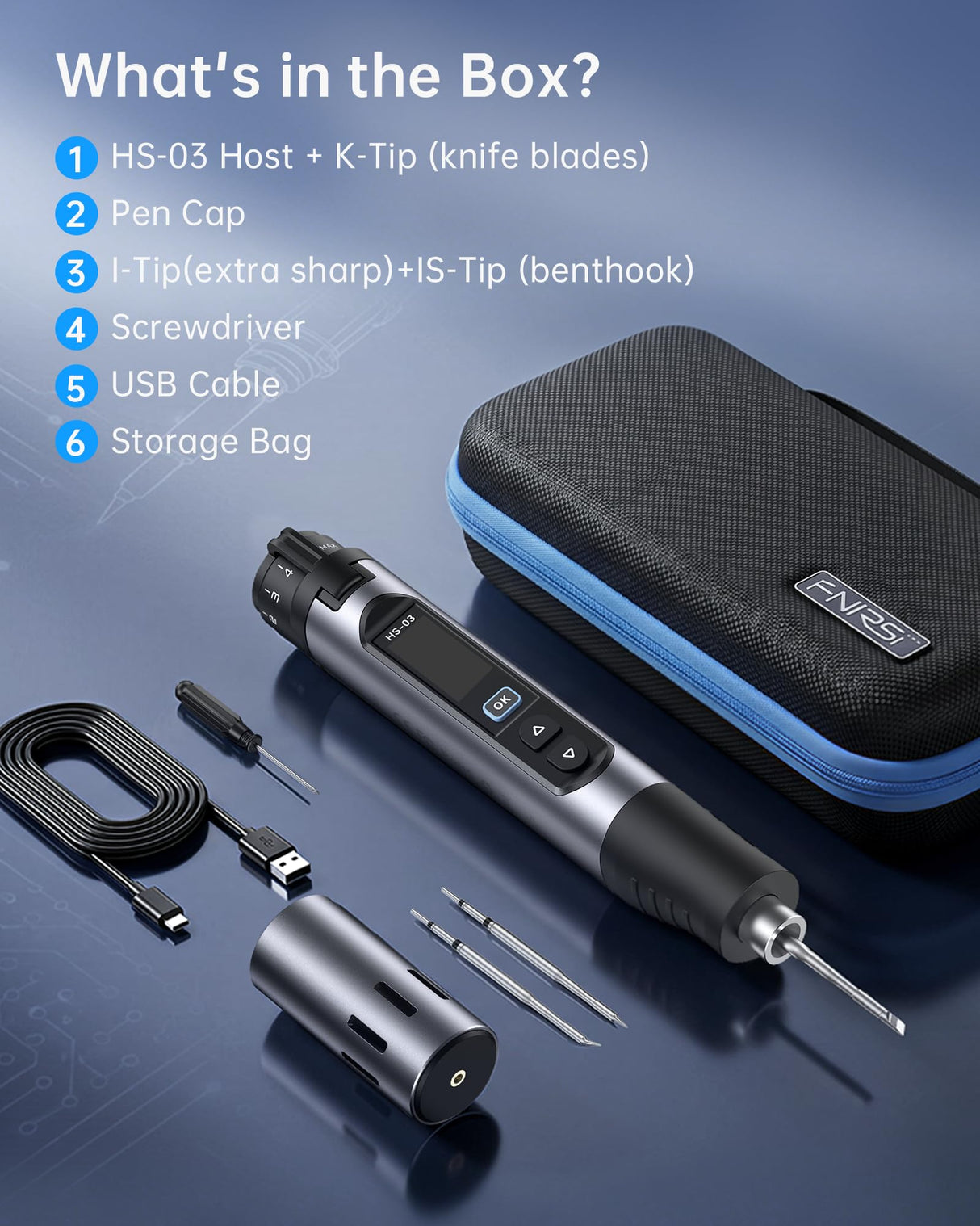 FNIRSI HS-03 Cordless Soldering Iron Kit, 2600mAh Battery Portable Soldering Iron, 212-842°F, 3s Fast Heating, 5-Level Temp, 0.96" IPS Display Soldering Iron for Electronics Repair, DIY, PCB
