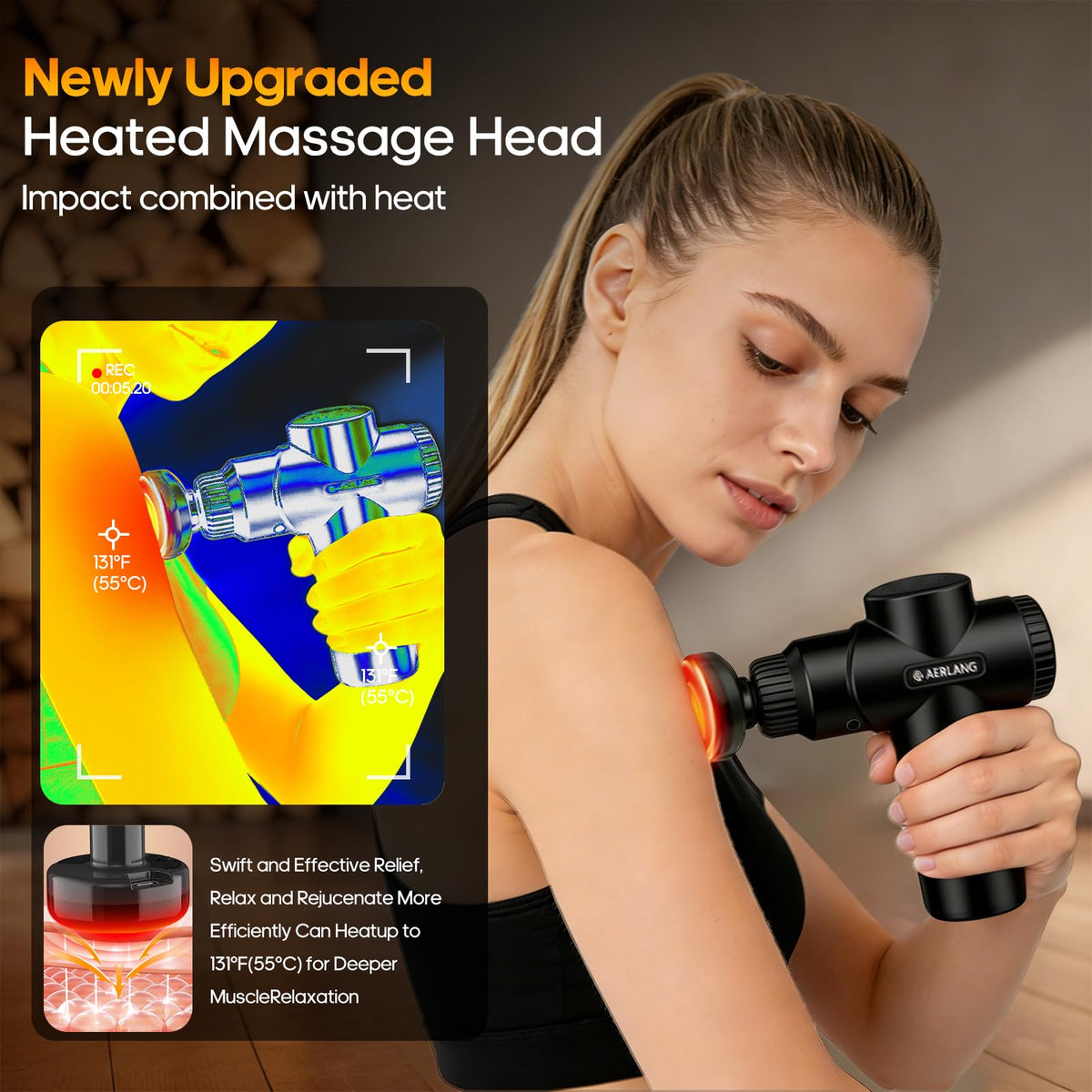 AERLANG Mini Massage Gun with Heat Christmas Gift for Him Black