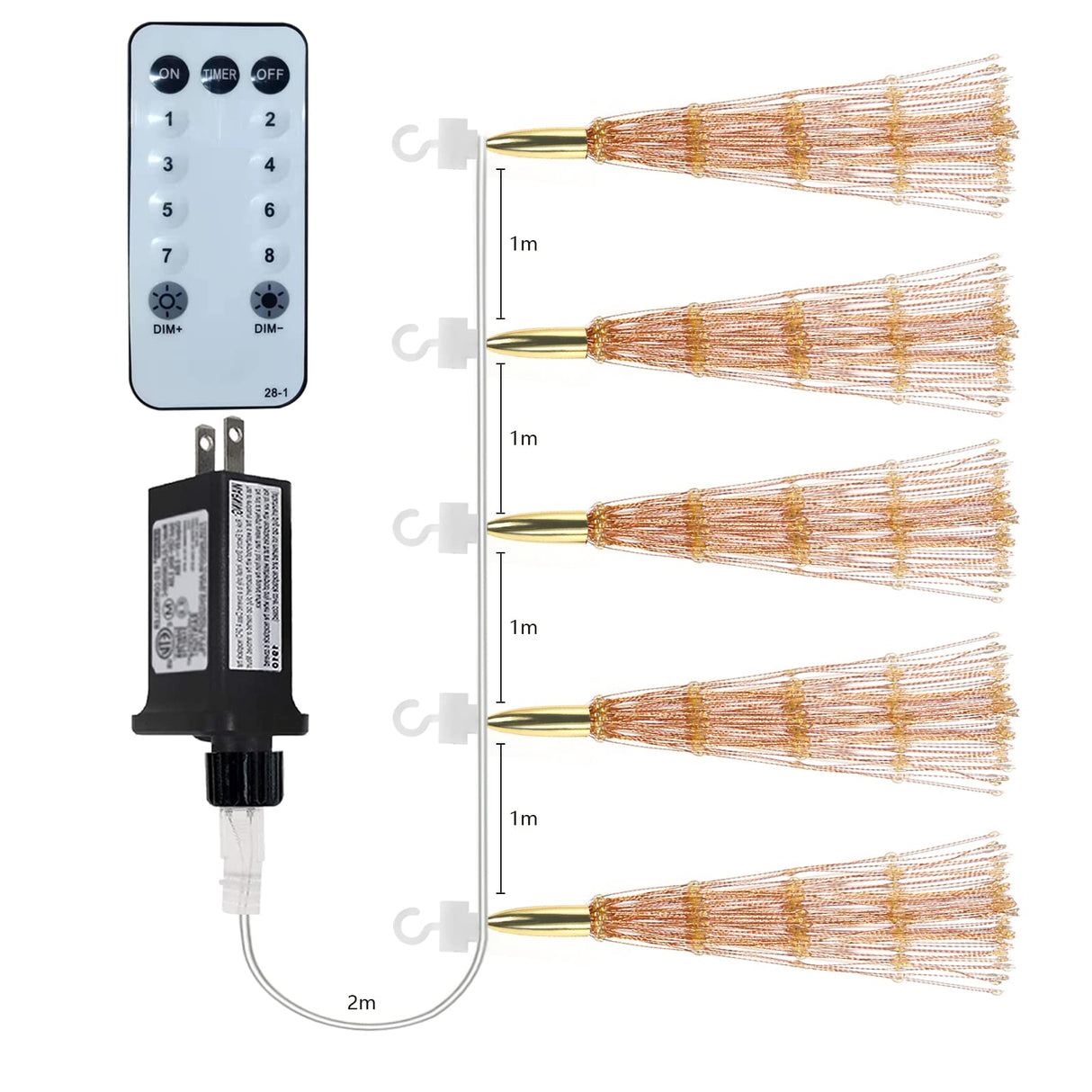 PXBNIUYA 5 Pack 1000LED Plug in Starburst Sphere Lights,Firework Light 8 Modes Dimmable Remote Control Waterproof Hanging Copper Wire Fairy Light for Patio Party Tent Christmas (Warm White)