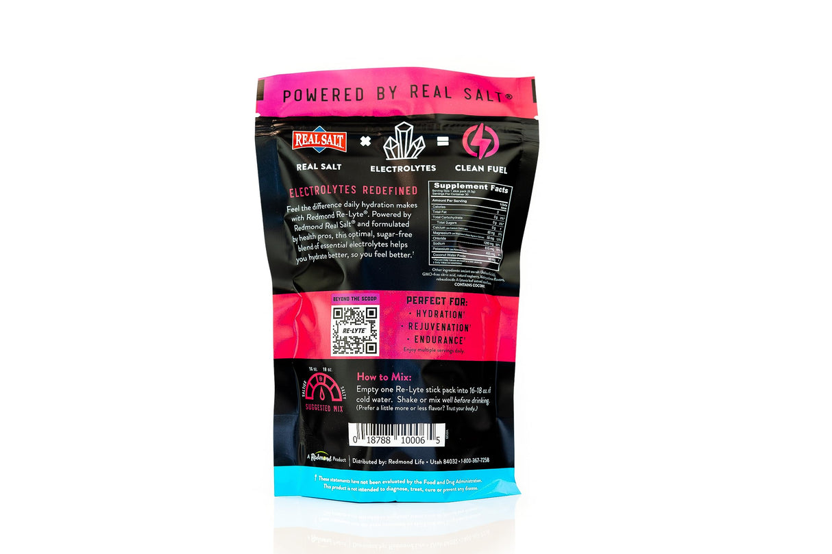 REDMOND Re-Lyte Hydration Electrolyte Powder Mix (Mixed Berry) 30 Stick Pack