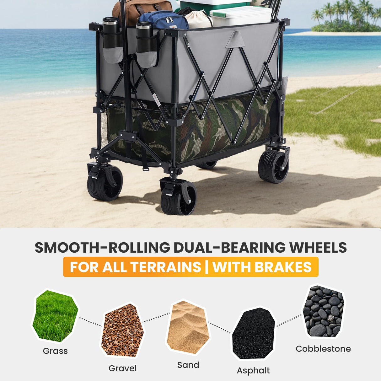 NEWBULIG Double Decker Foldable Wagon Cart, 440lbs